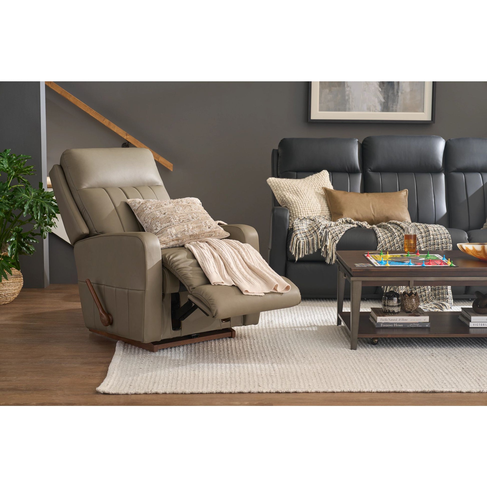 Finley Leather Recliner — Gambit Stone — view 21