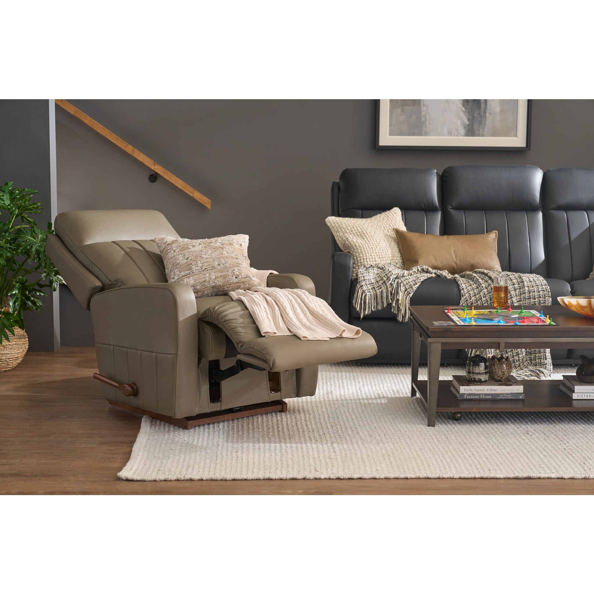 Finley Leather Recliner — Gambit Stone — view 22