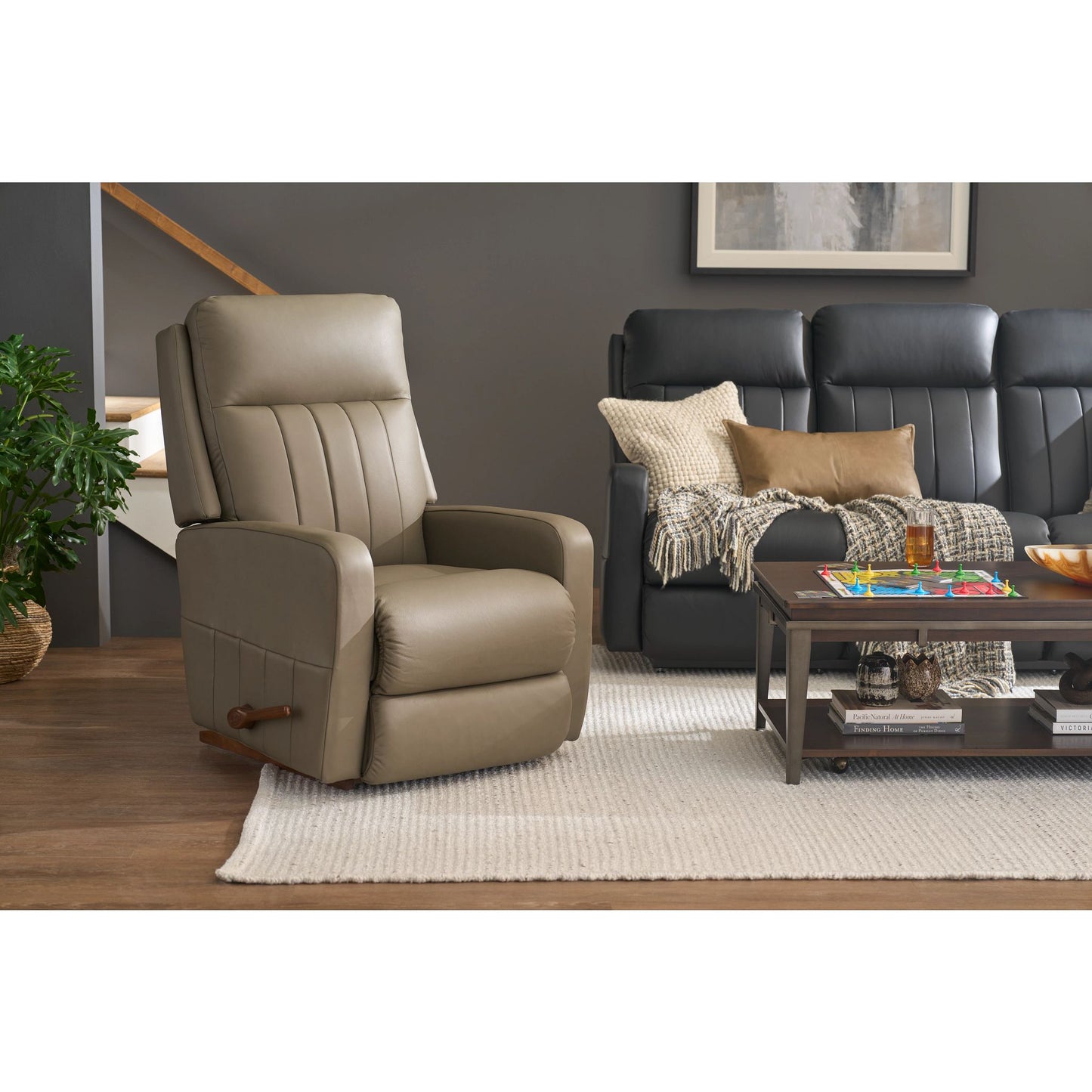 Finley Leather Recliner — Gambit Stone — view 23