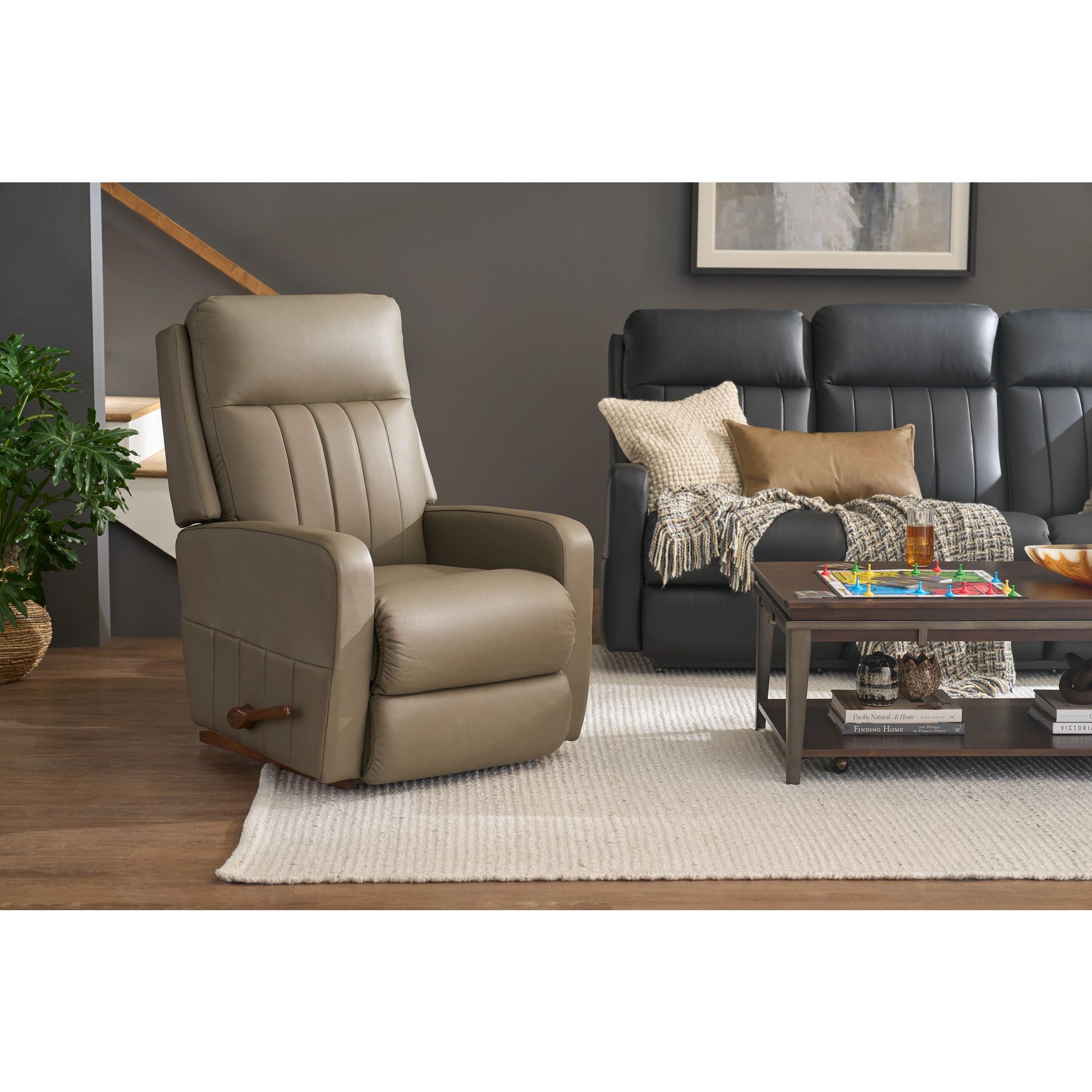 Finley Leather Recliner — Gambit Stone — view 23