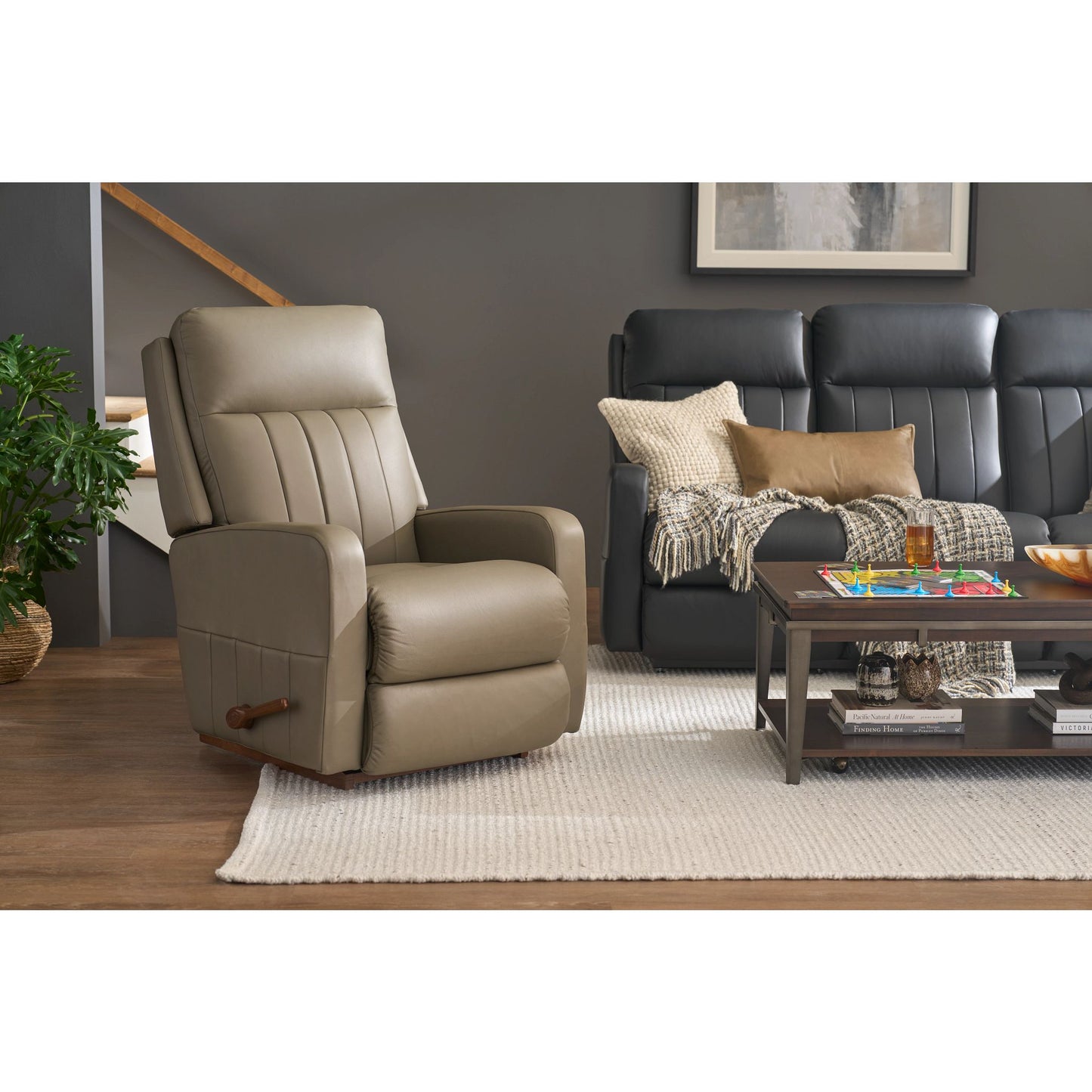 Finley Leather Recliner — Gambit Stone — view 24