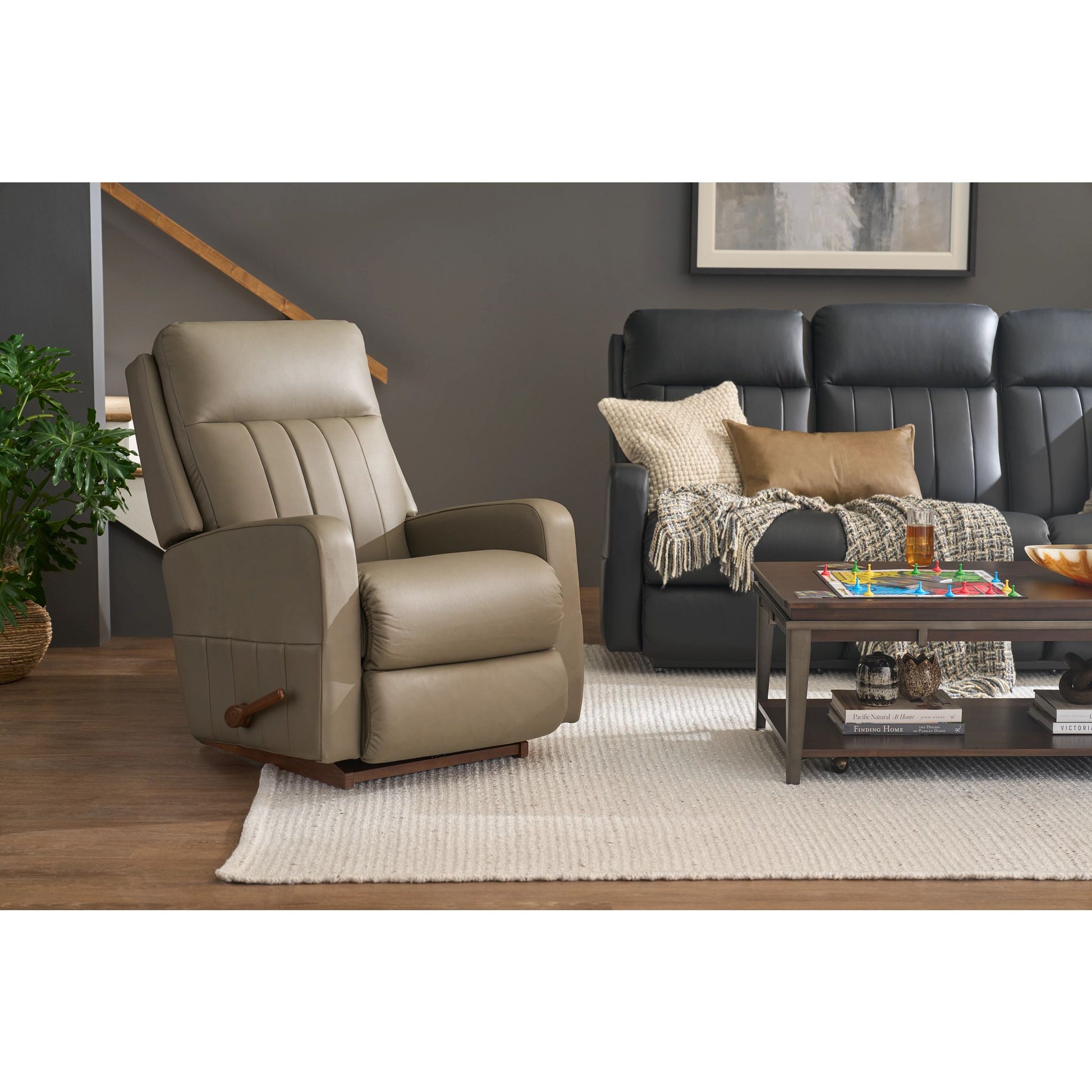 Finley Leather Recliner — Gambit Stone — view 25