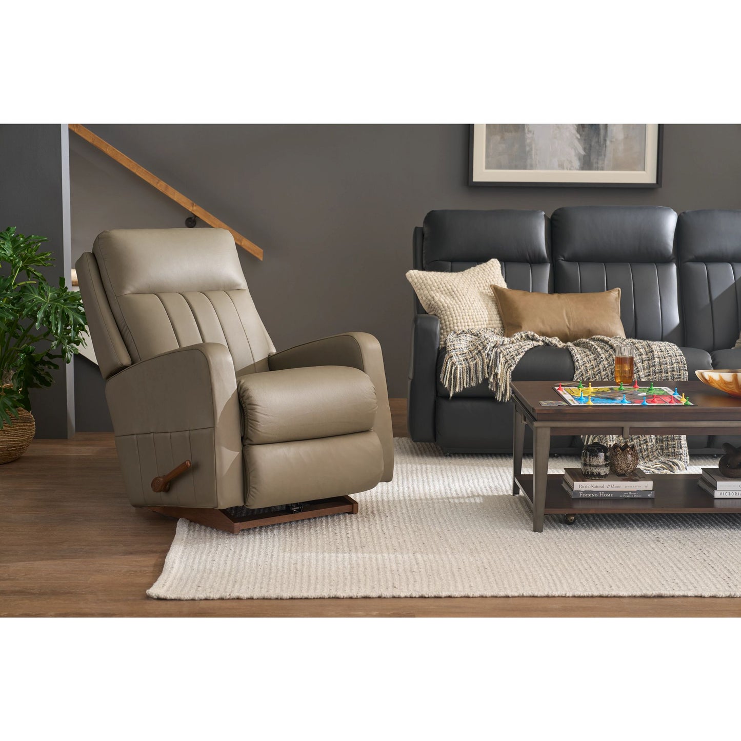 Finley Leather Recliner — Gambit Stone — view 26
