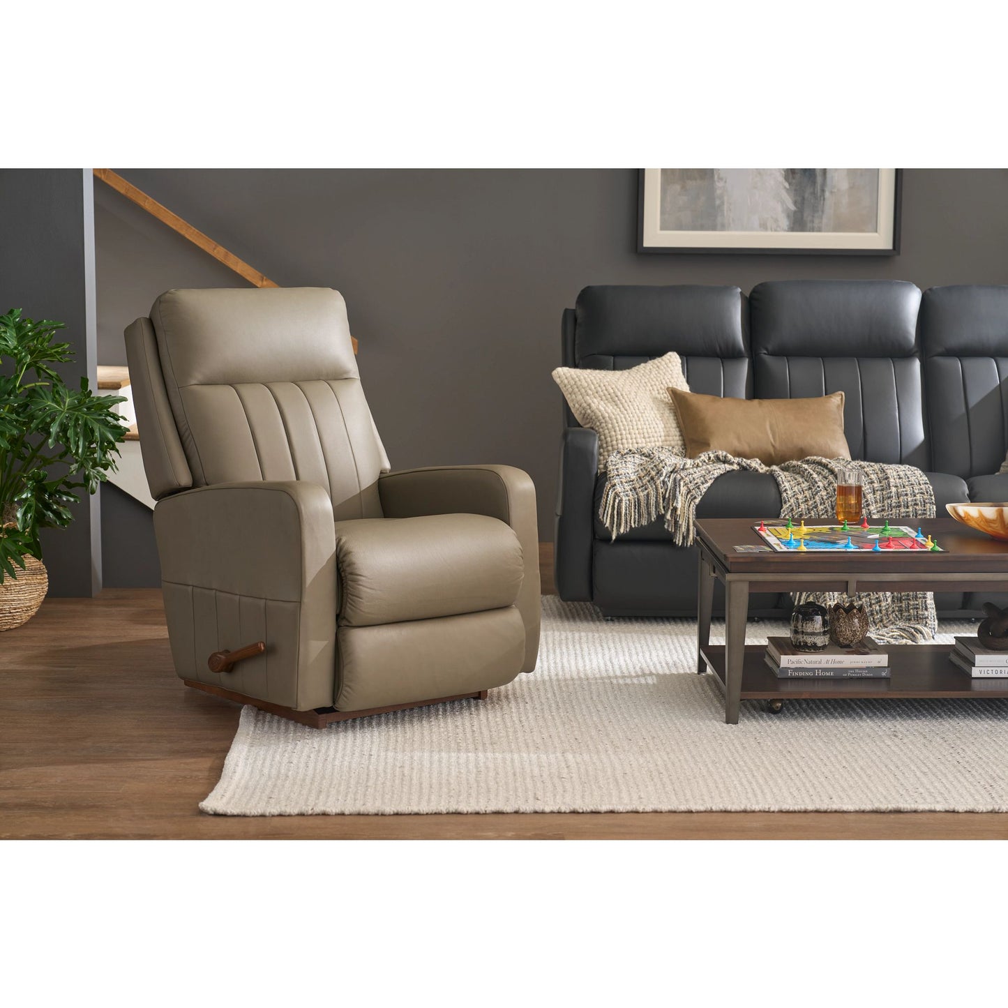 Finley Leather Recliner — Gambit Stone — view 27