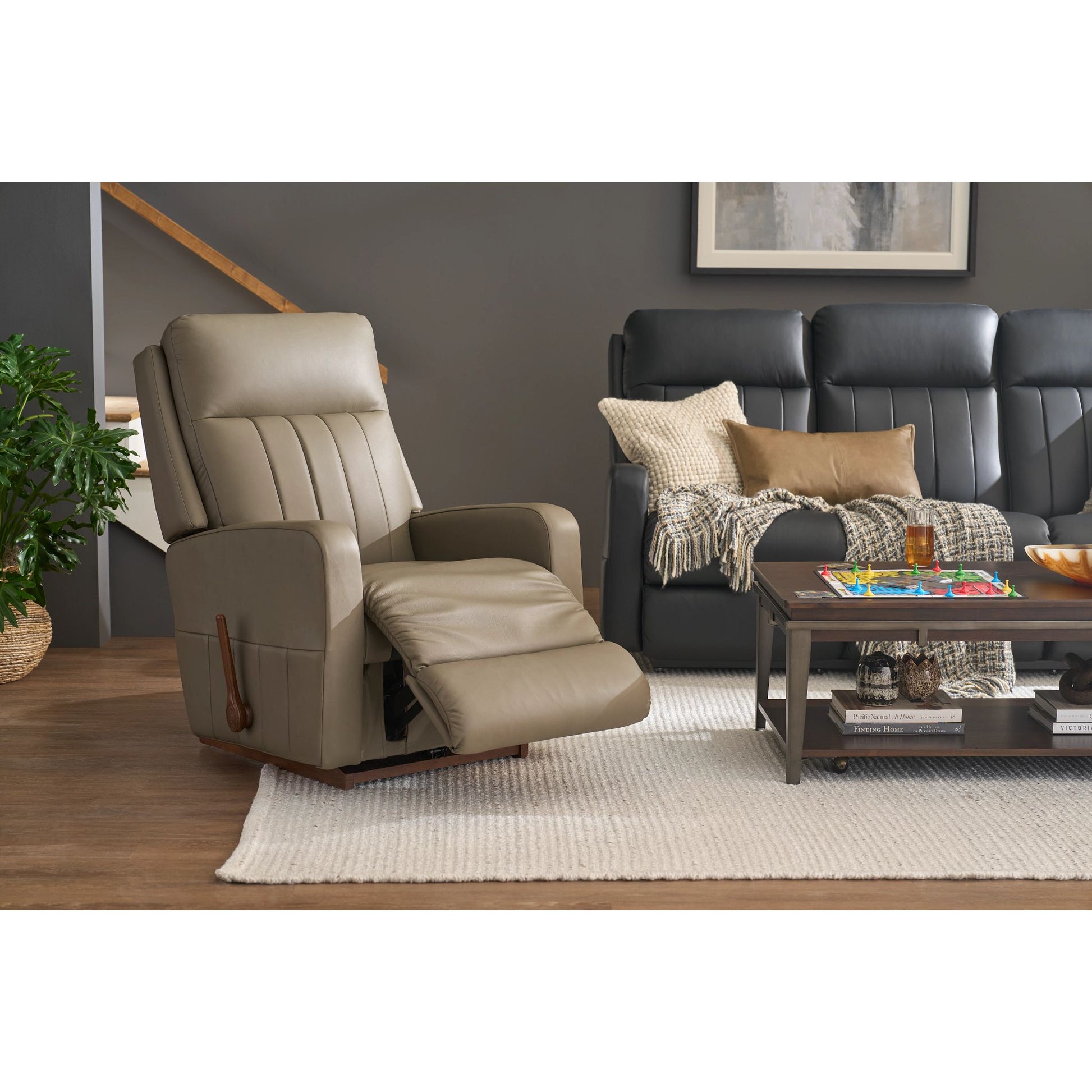 Finley Leather Recliner — Gambit Stone — view 28