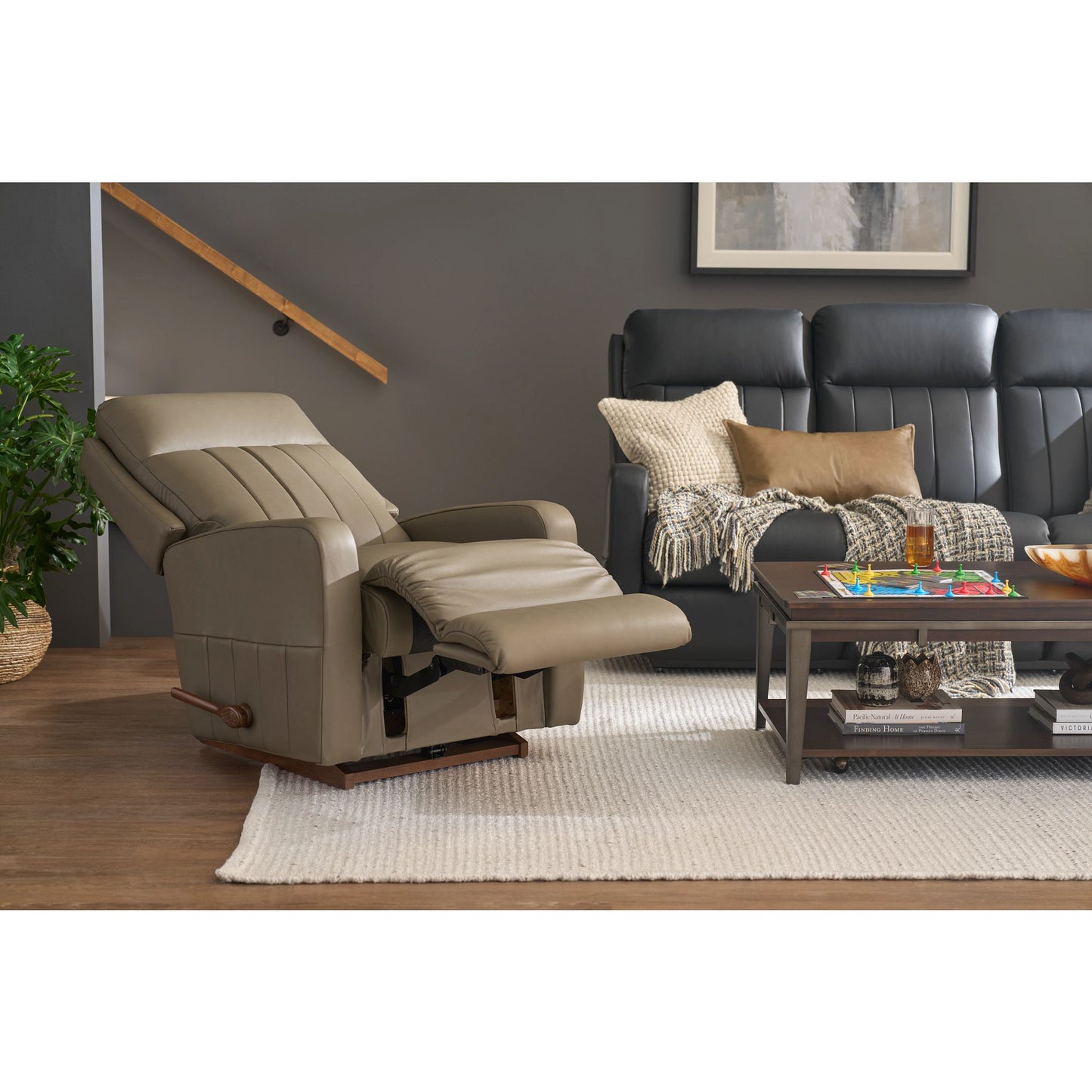 Finley Leather Recliner — Gambit Stone — view 19