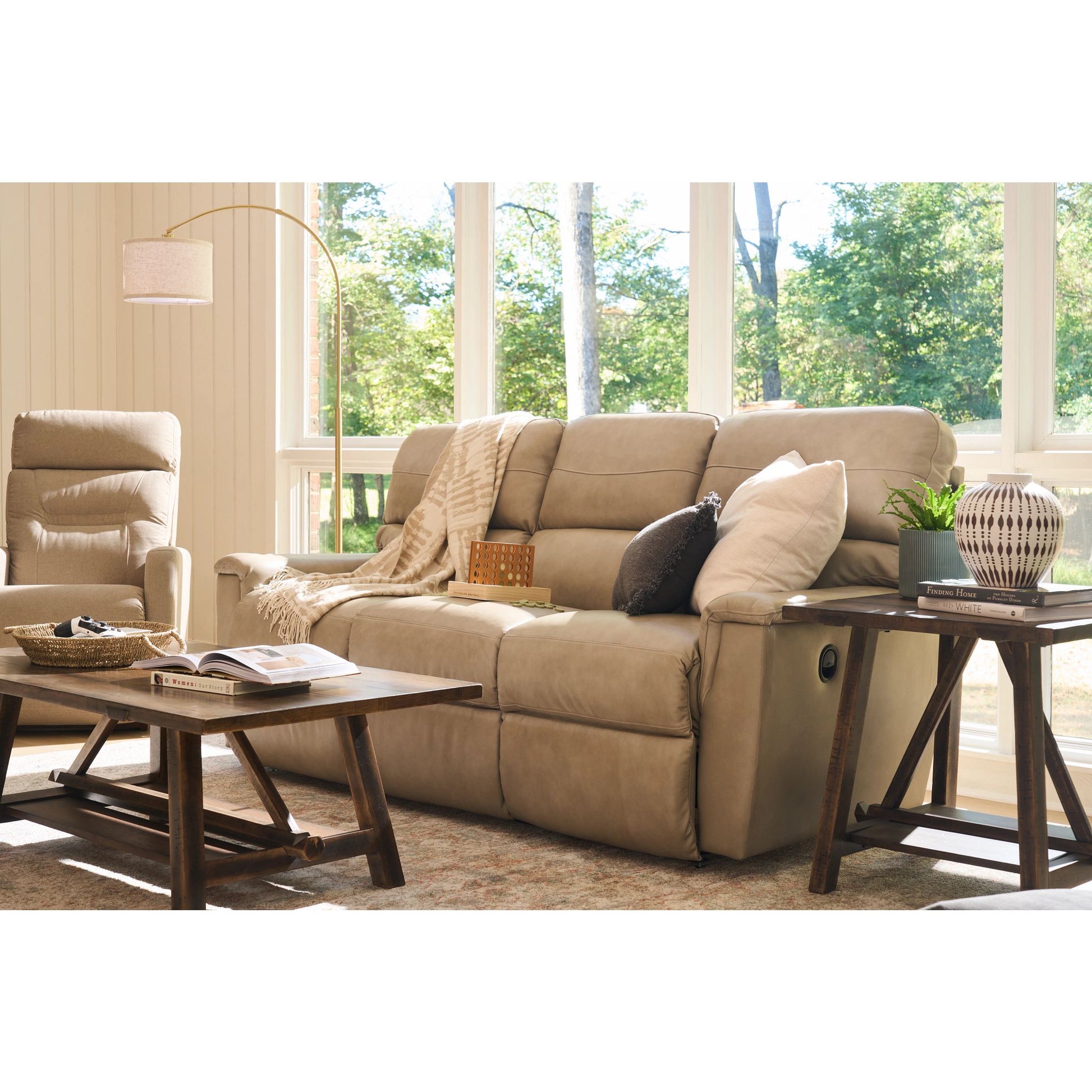 Ava Leather Reclining Sofa — Topflight Ivory — view 22