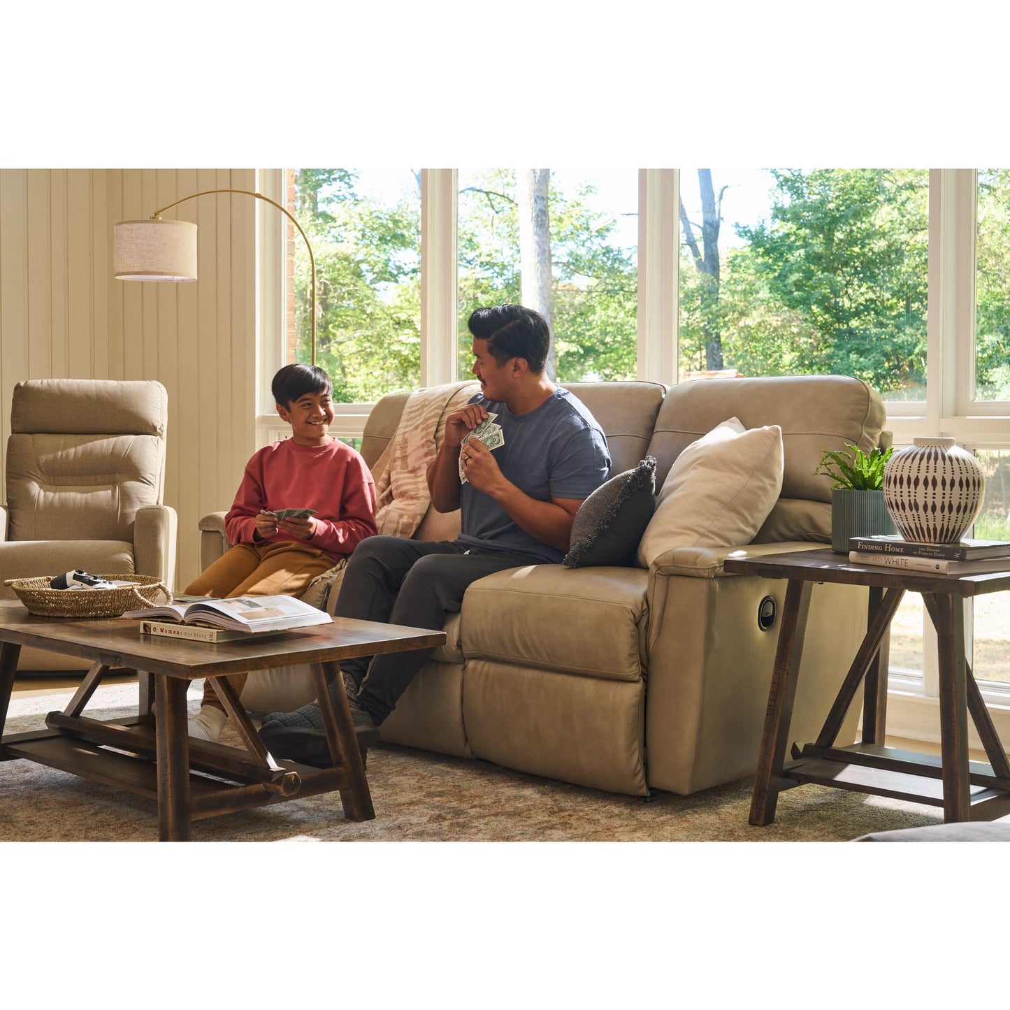 Ava Leather Reclining Sofa — Topflight Ivory — view 19
