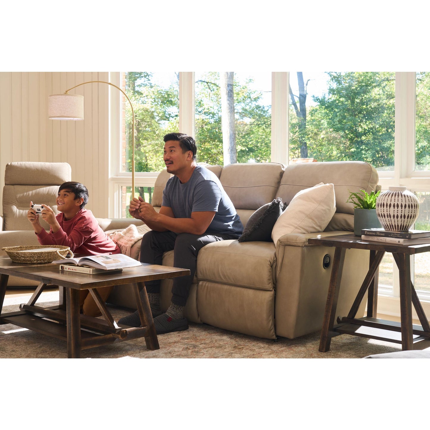 Ava Leather Reclining Sofa — Topflight Ivory — view 20
