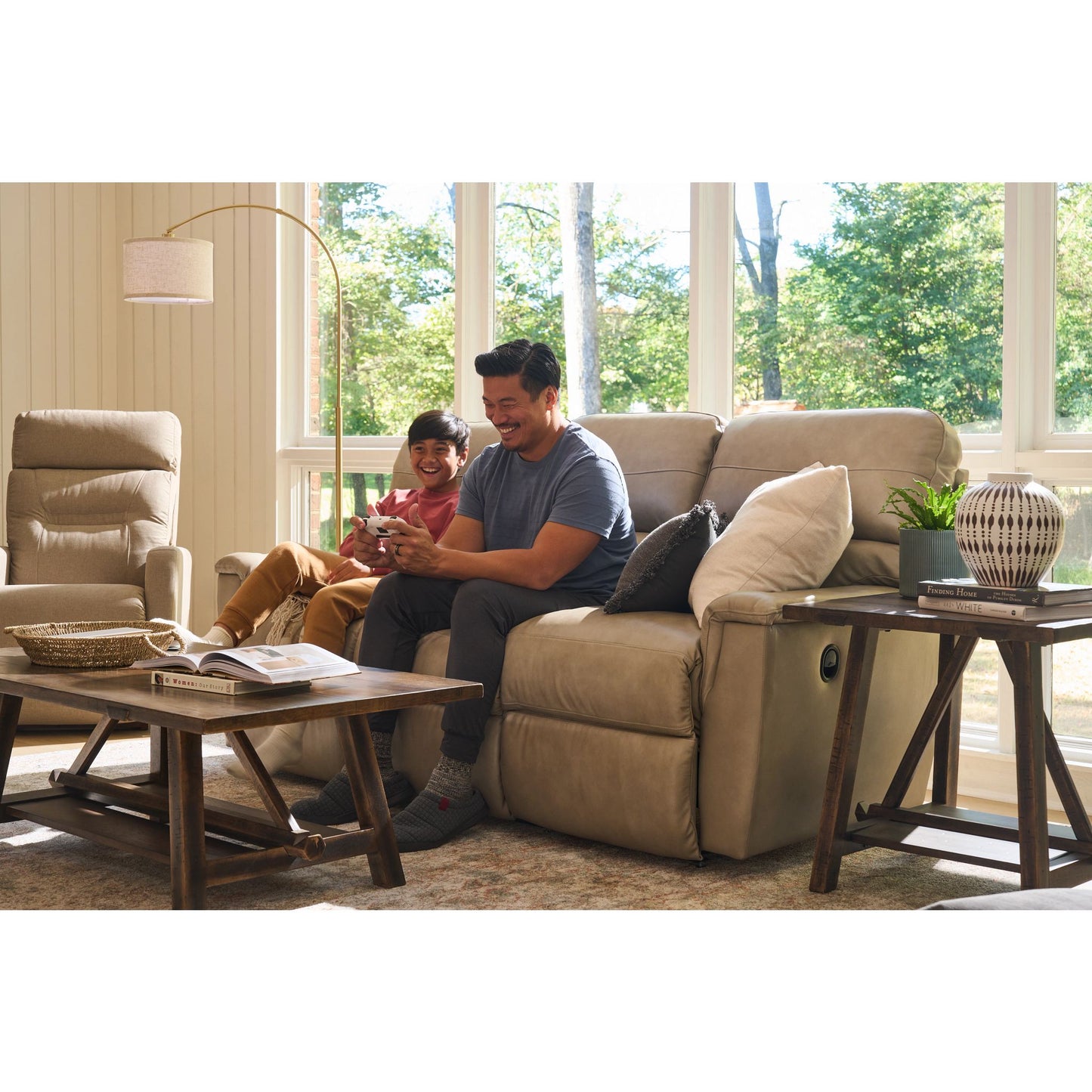 Ava Leather Reclining Sofa — Topflight Ivory — view 21