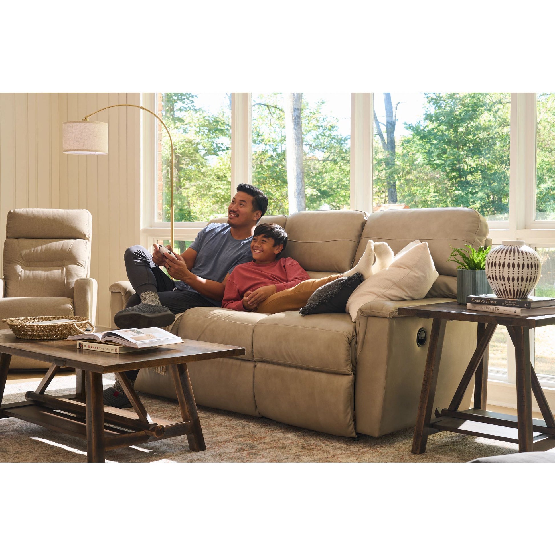 Ava Leather Reclining Sofa — Topflight Ivory — view 17