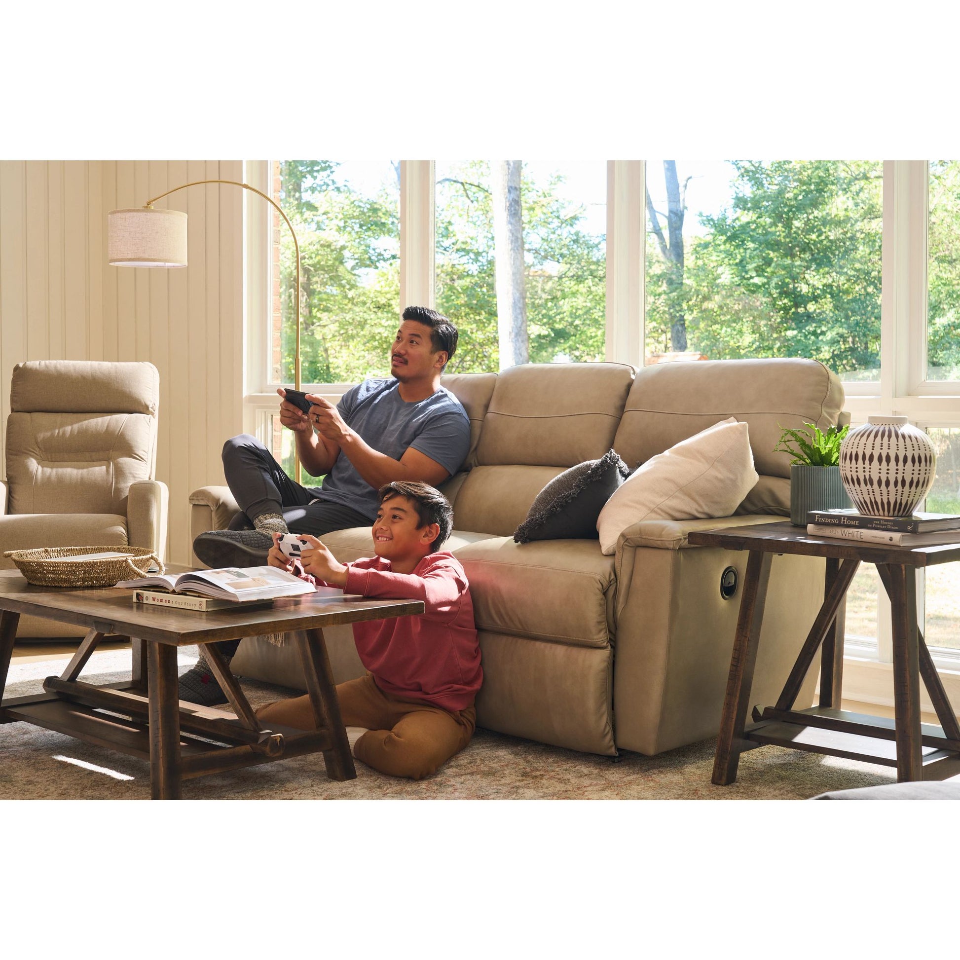 Ava Leather Reclining Sofa — Topflight Ivory — view 18