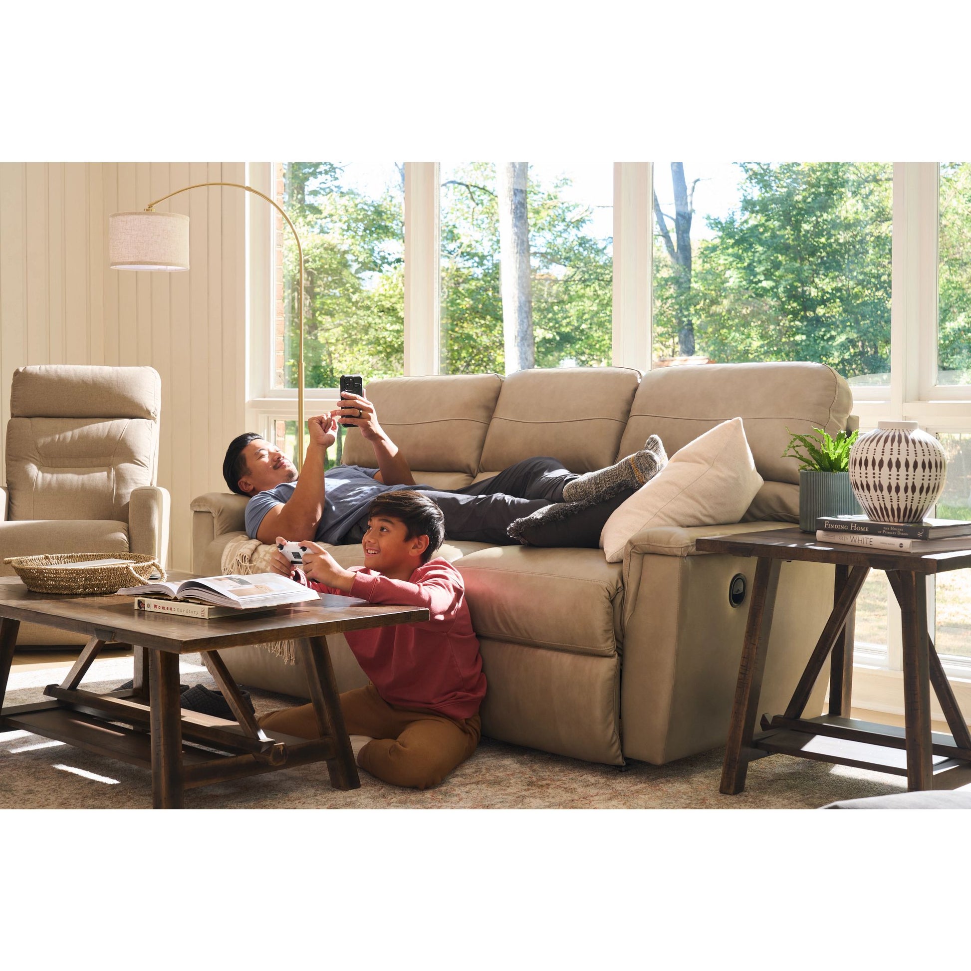 Ava Leather Reclining Sofa — Topflight Ivory — view 23