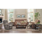 Dutton Faux Leather Reclining Sofa — Winslow Pecan — view 20
