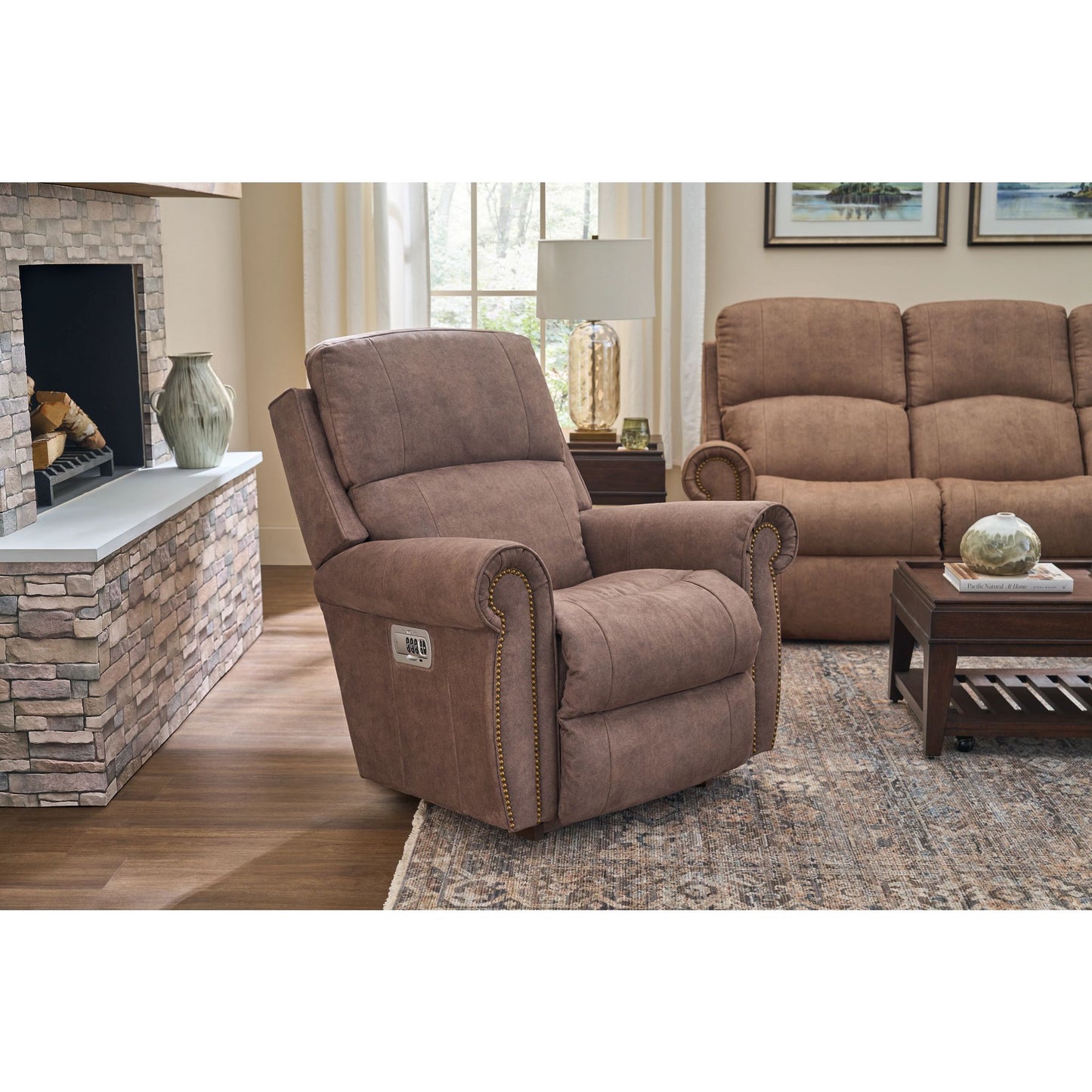 Dutton Faux Leather Recliner — Winslow Pebble — view 10
