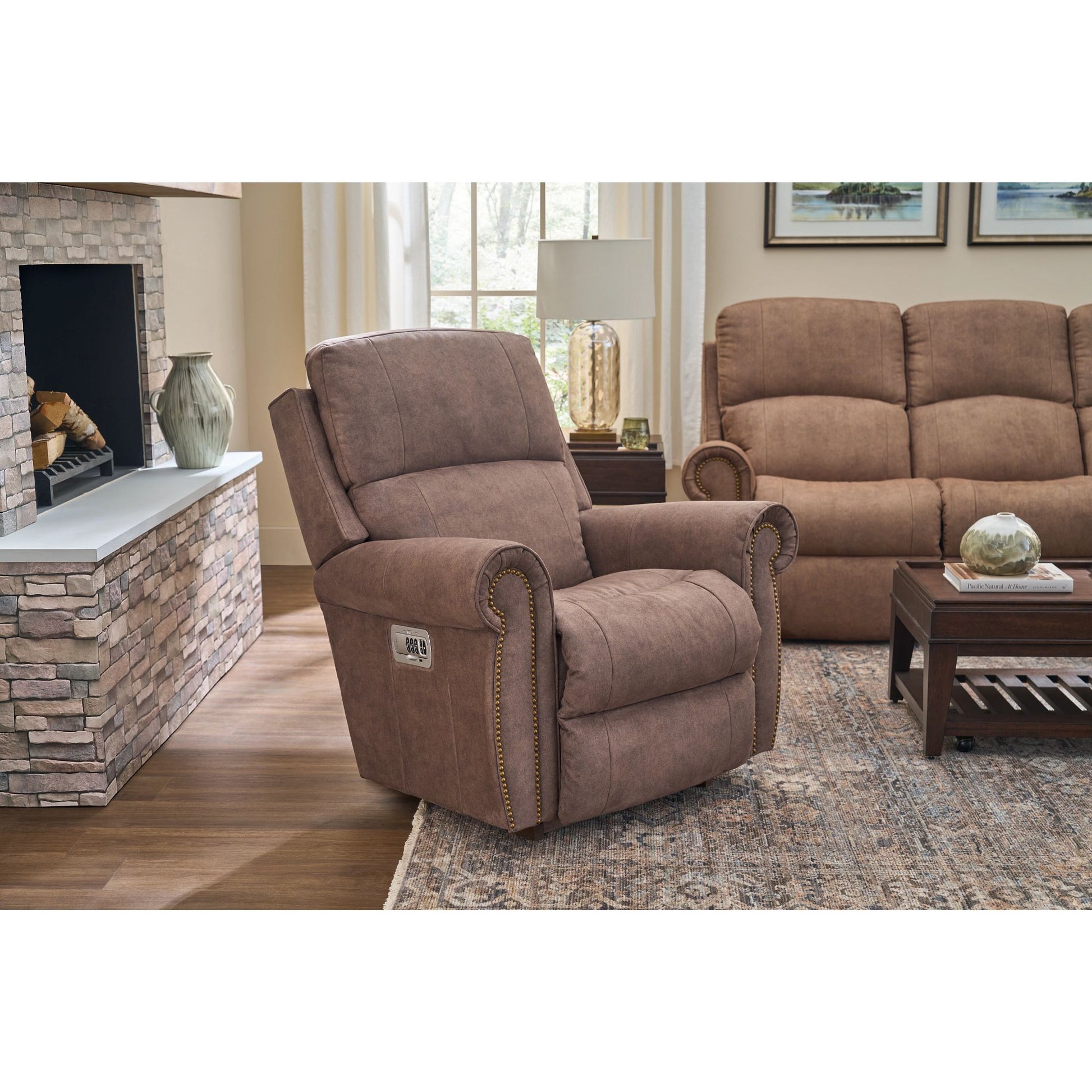 Dutton Faux Leather Recliner — Winslow Pebble — view 10