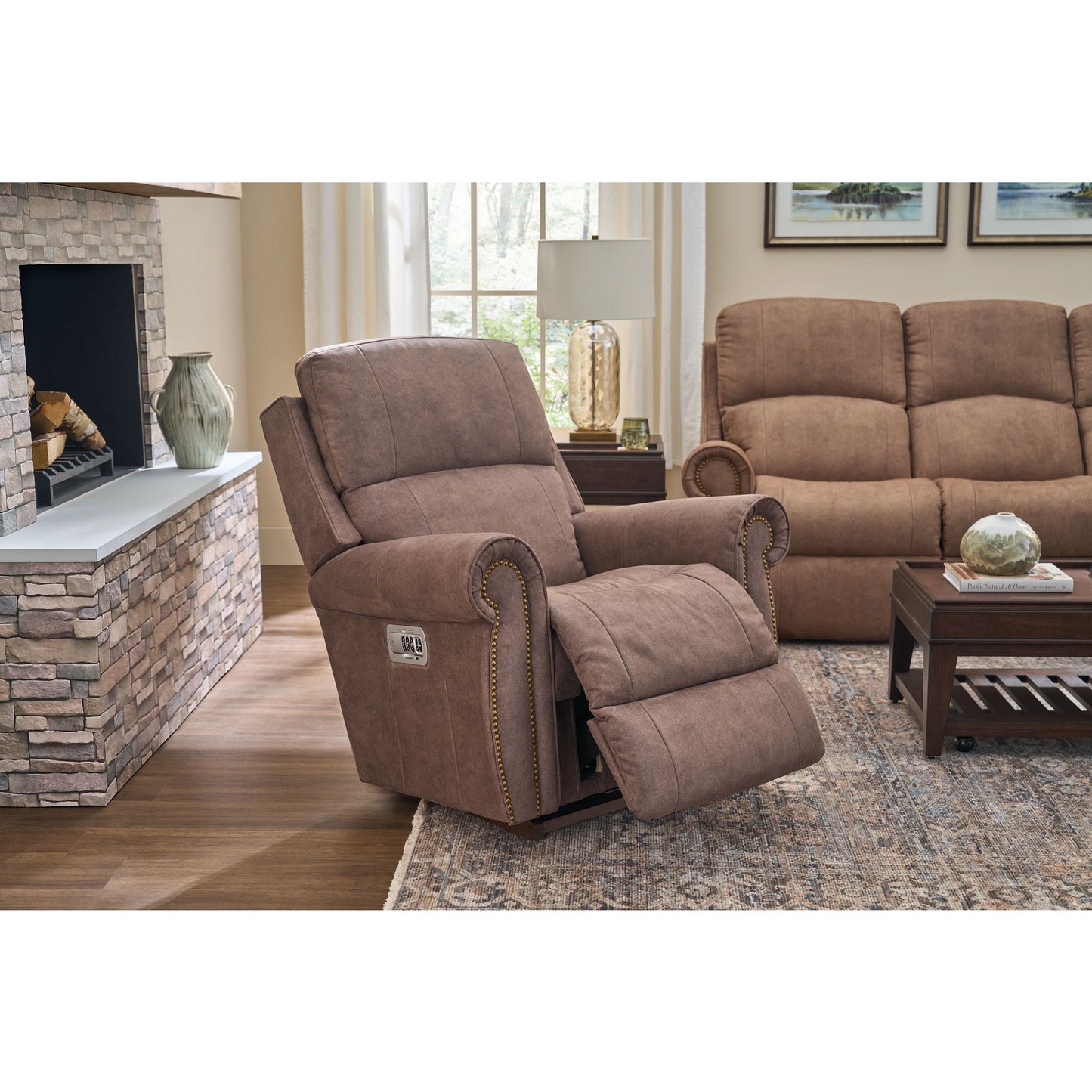 Dutton Faux Leather Recliner — Winslow Pebble — view 11