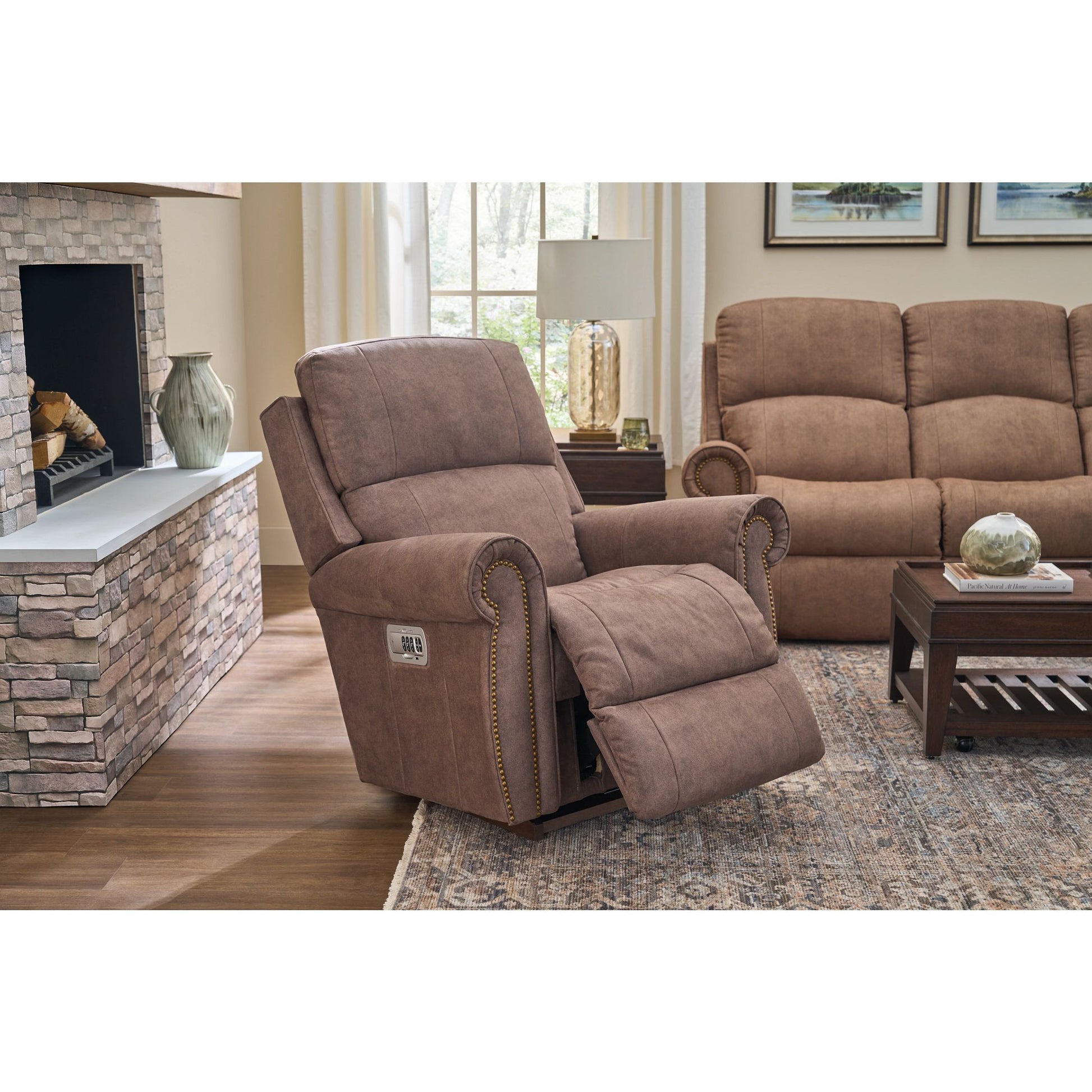 Dutton Faux Leather Recliner — Winslow Pebble — view 11