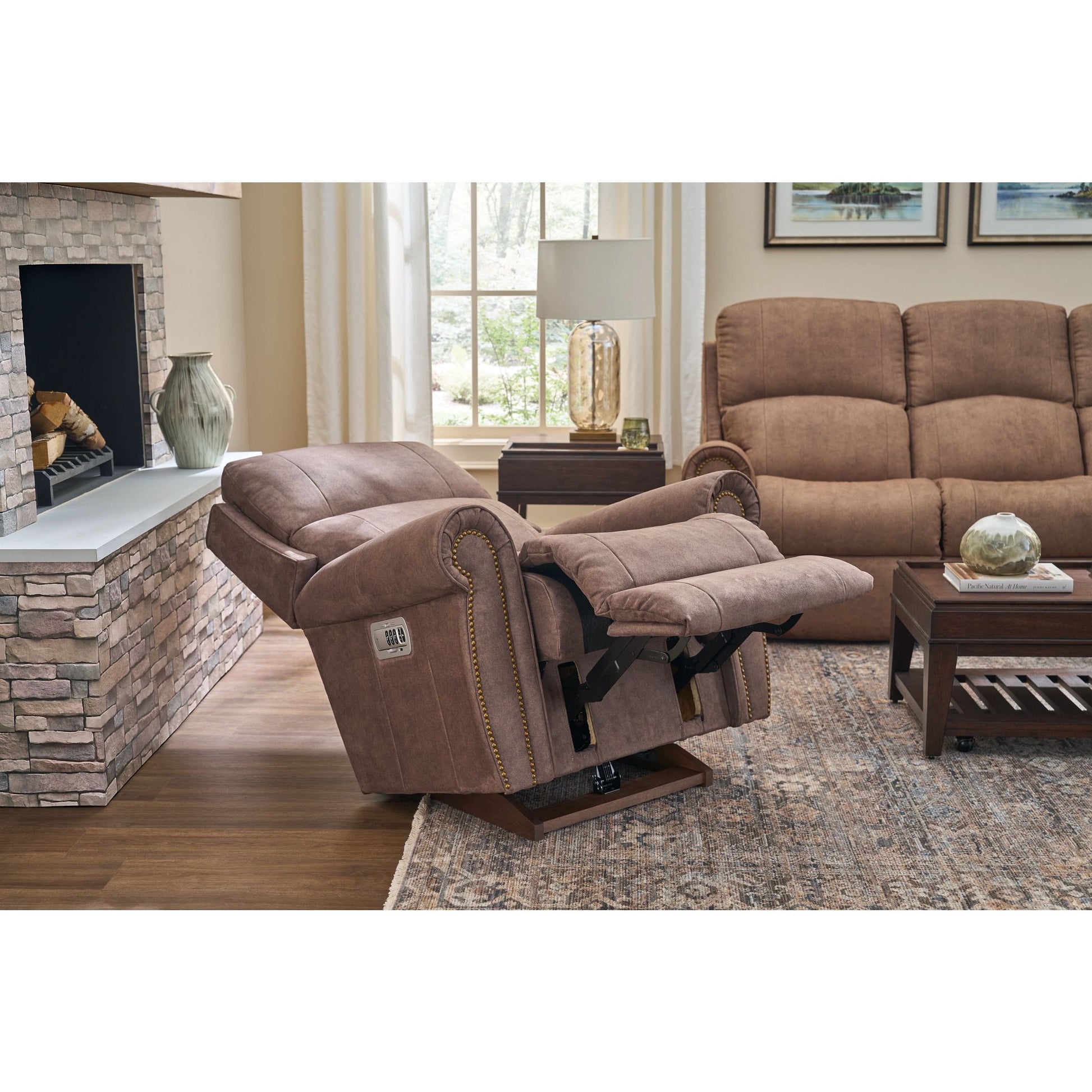 Dutton Faux Leather Recliner — Winslow Pebble — view 13