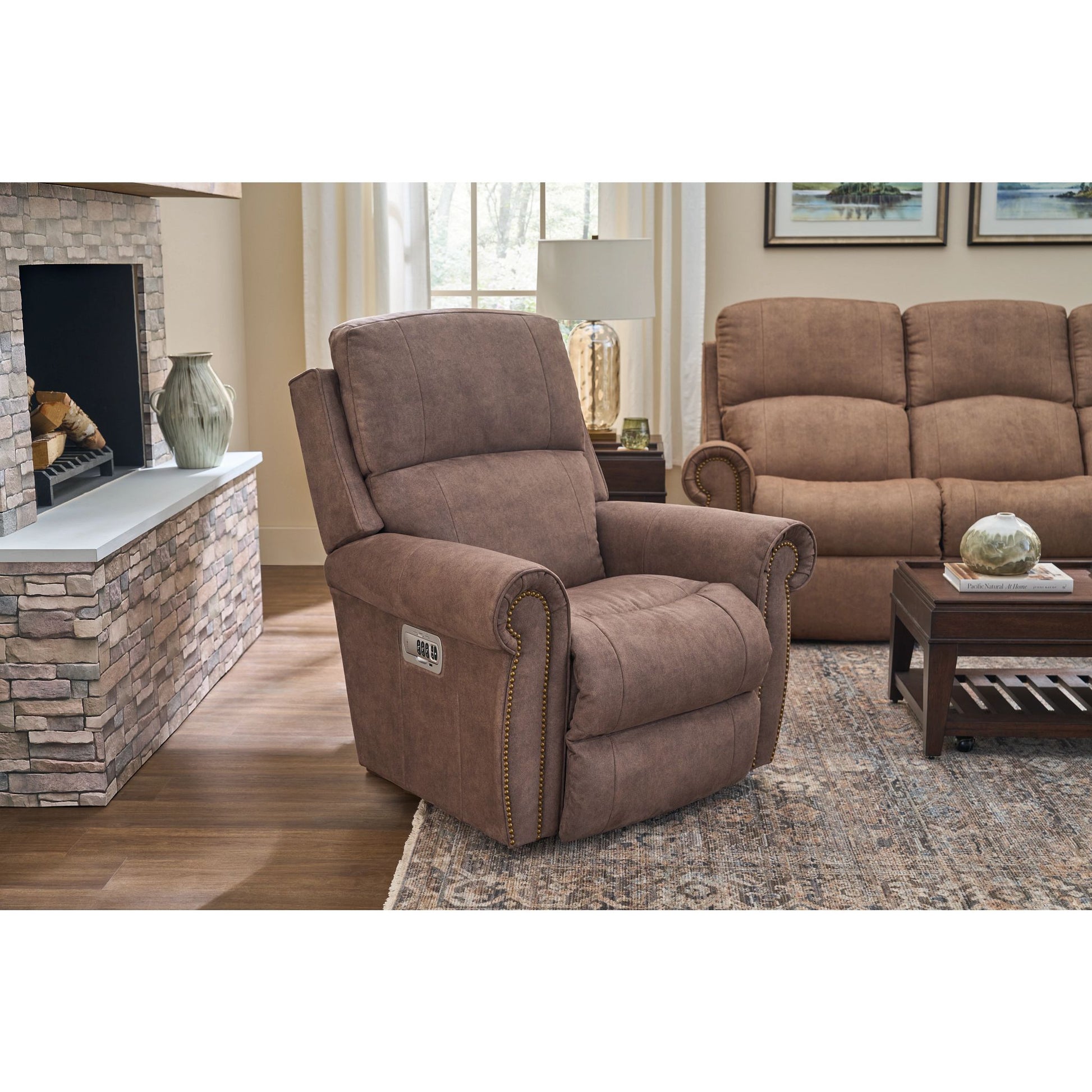 Dutton Faux Leather Recliner — Winslow Pebble — view 16