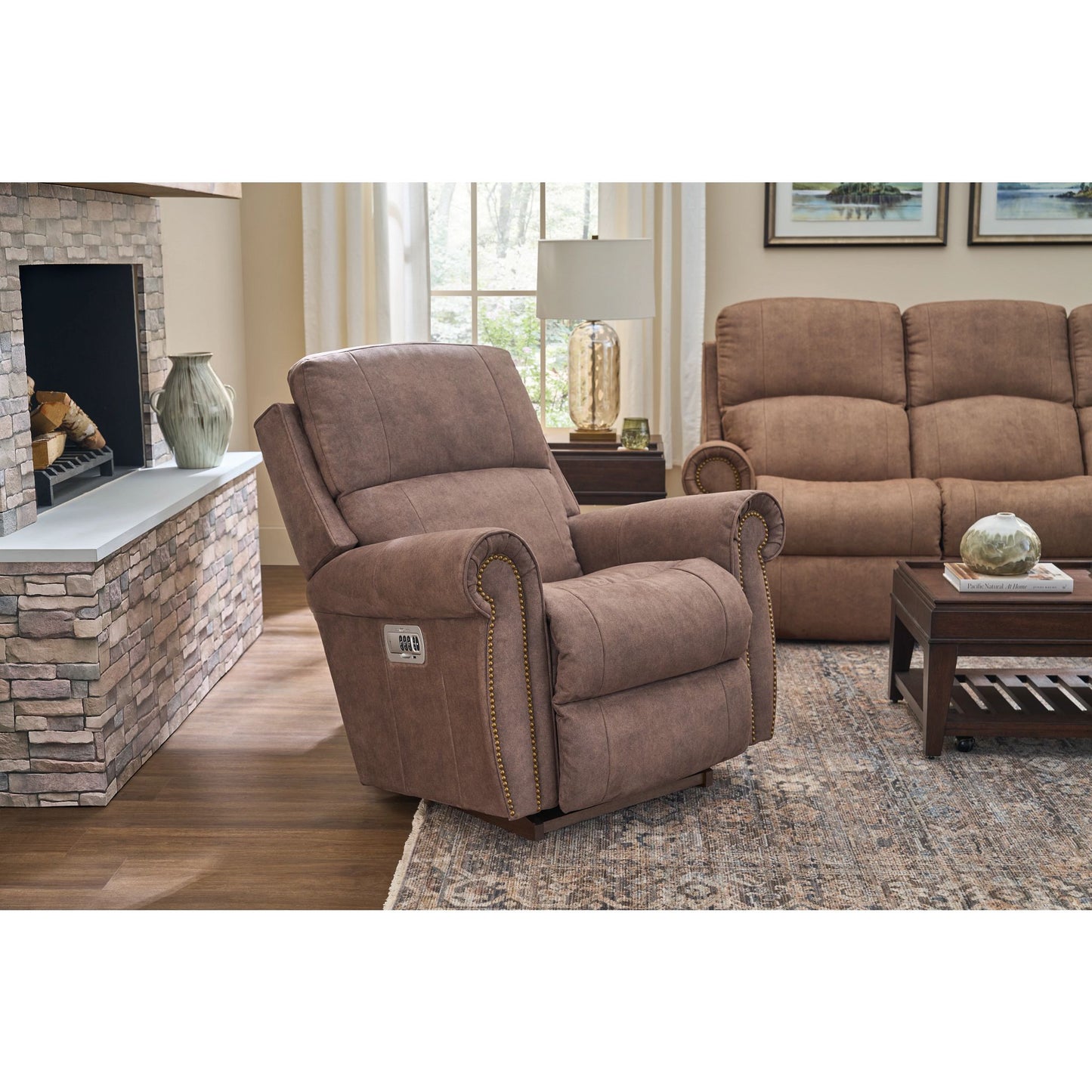 Dutton Faux Leather Recliner — Winslow Pebble — view 18