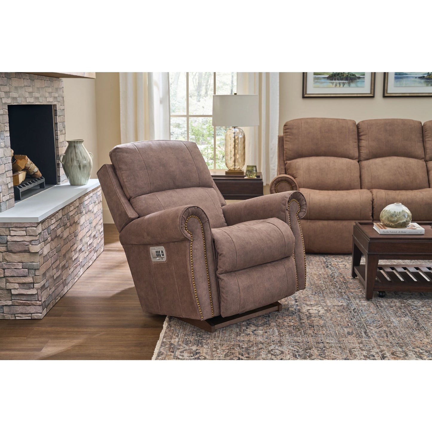 Dutton Faux Leather Recliner — Winslow Pebble — view 19