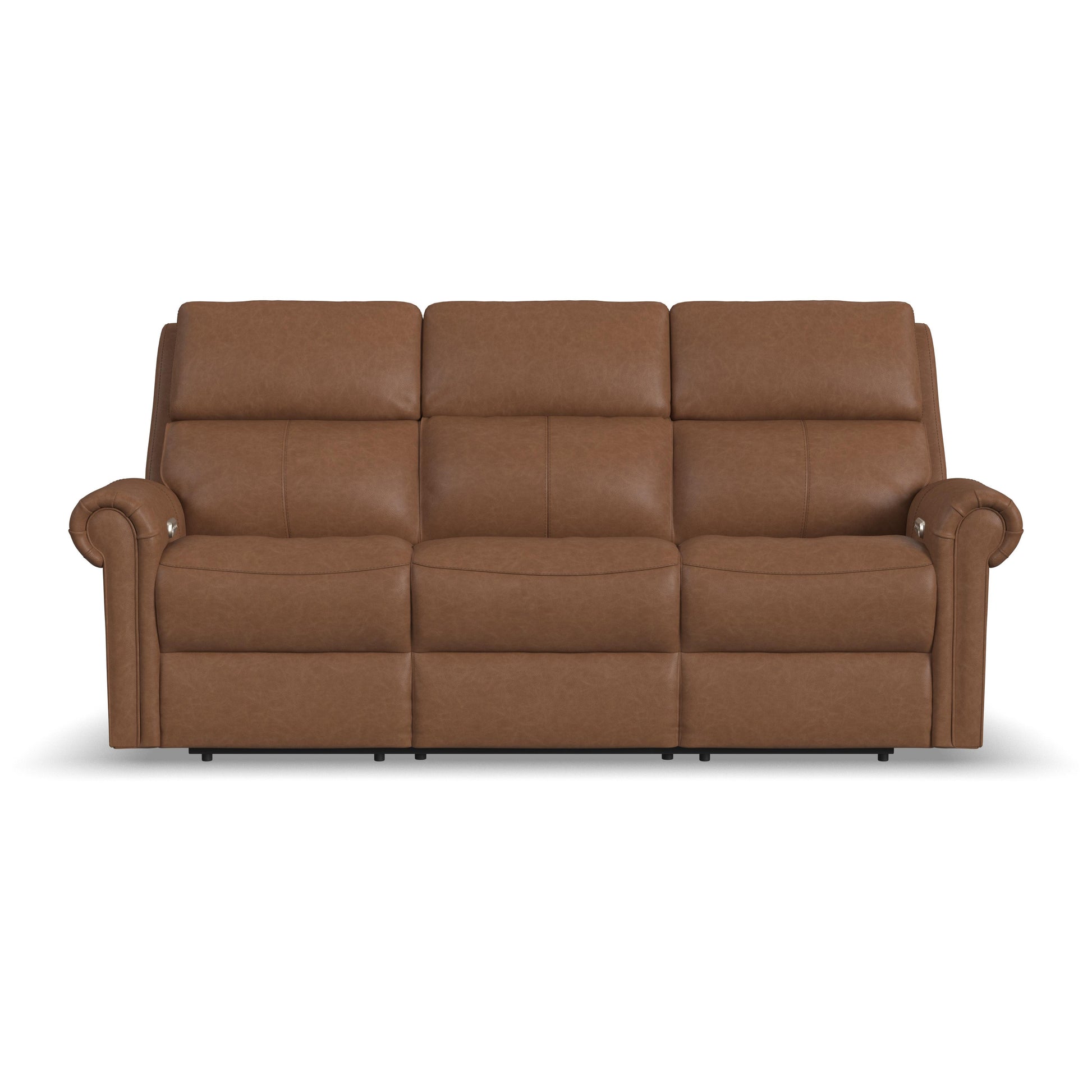 Flexsteel Bernard Power Reclining Sofa with Console, Power Headrests & Lumbar