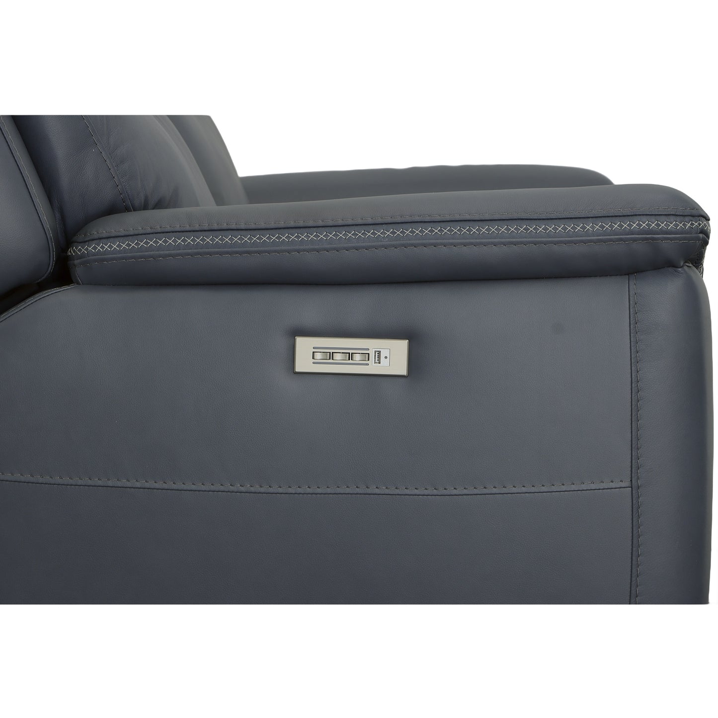 Flexsteel Sawyer Leather Power Reclining Loveseat w/ Pwr Headrests, Lumbar