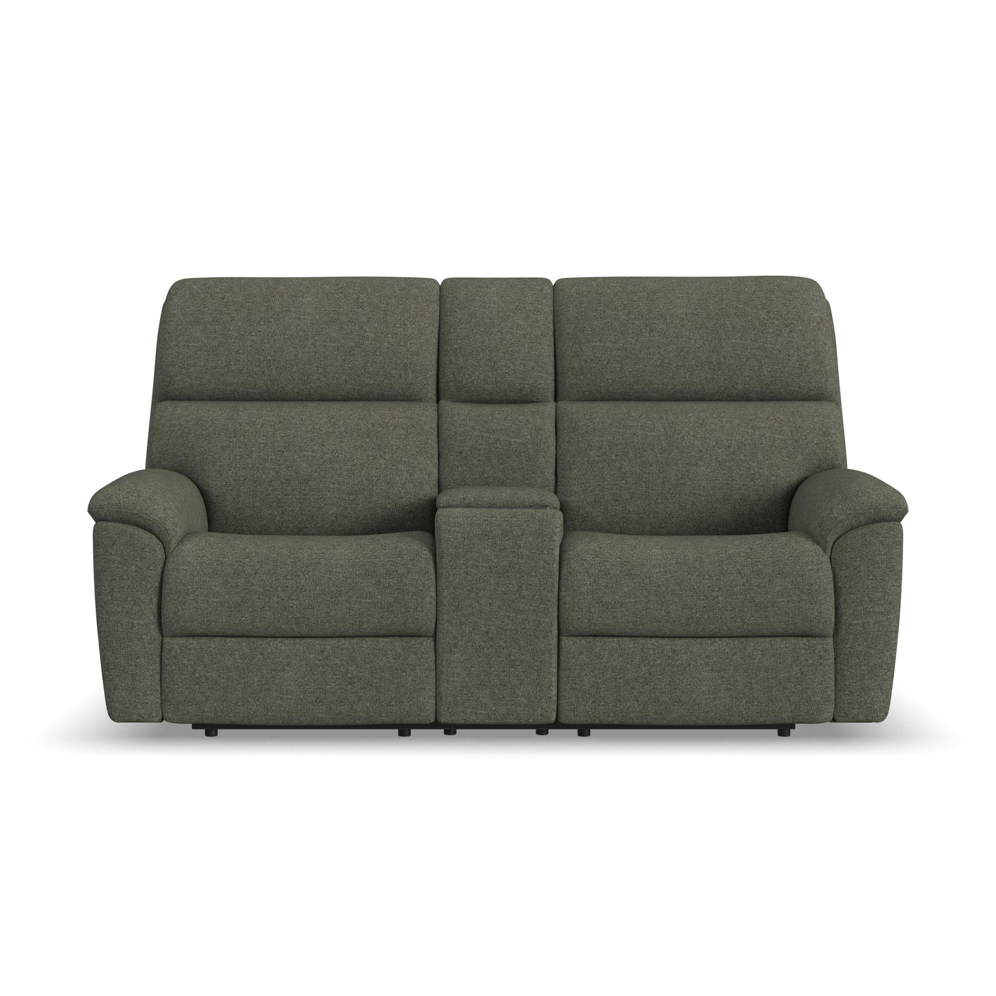 Flexsteel Porter Power Reclining Loveseat with Console, Power Headrest, & Lumbar
