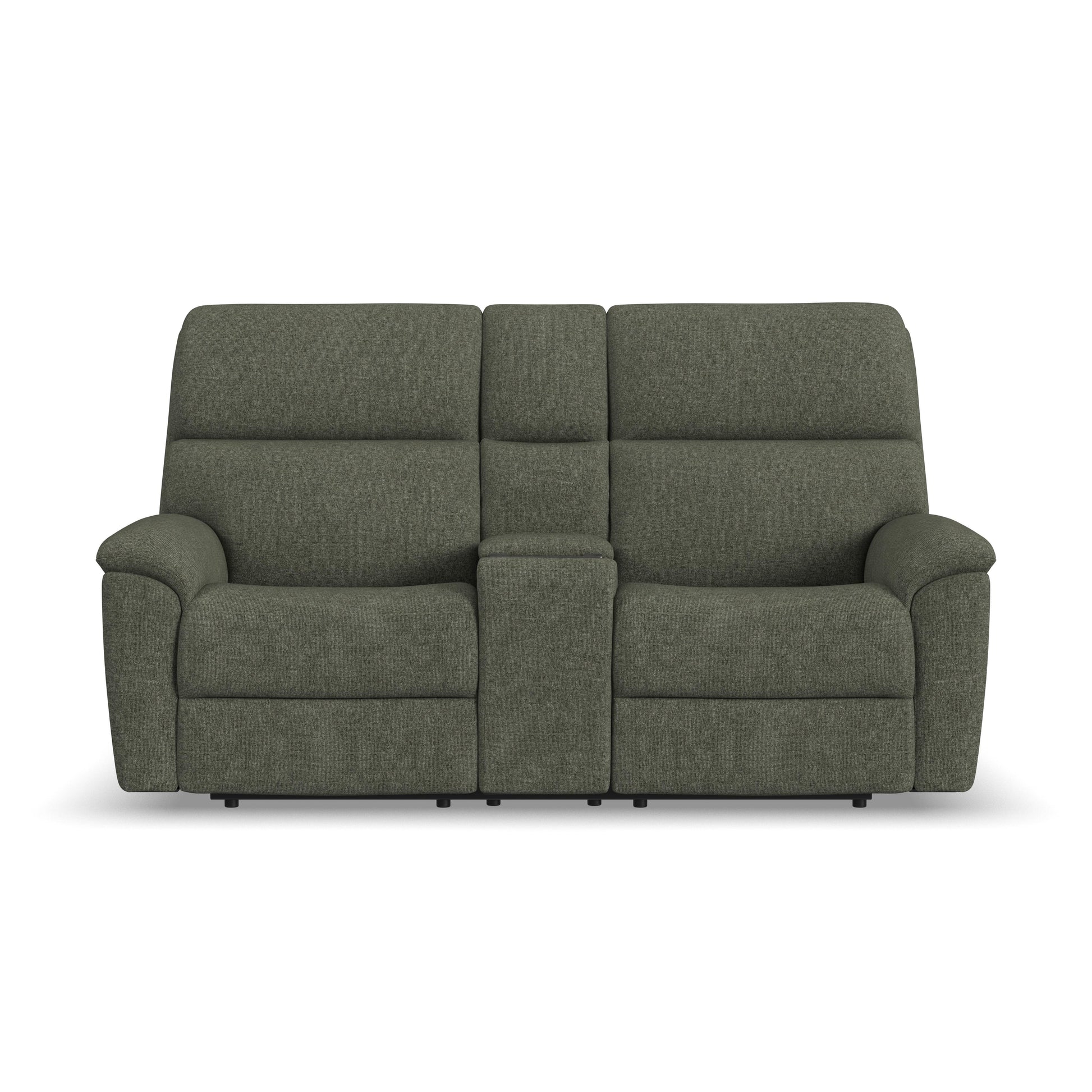 Flexsteel Porter Power Reclining Loveseat with Console, Power Headrest, & Lumbar