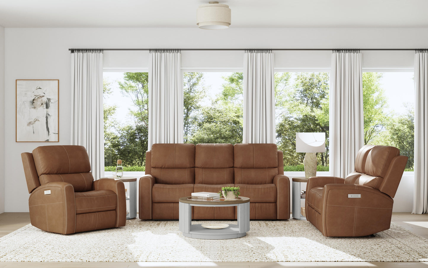 Flexsteel Linden Power Reclining Loveseat with Power Headrests & Lumbar