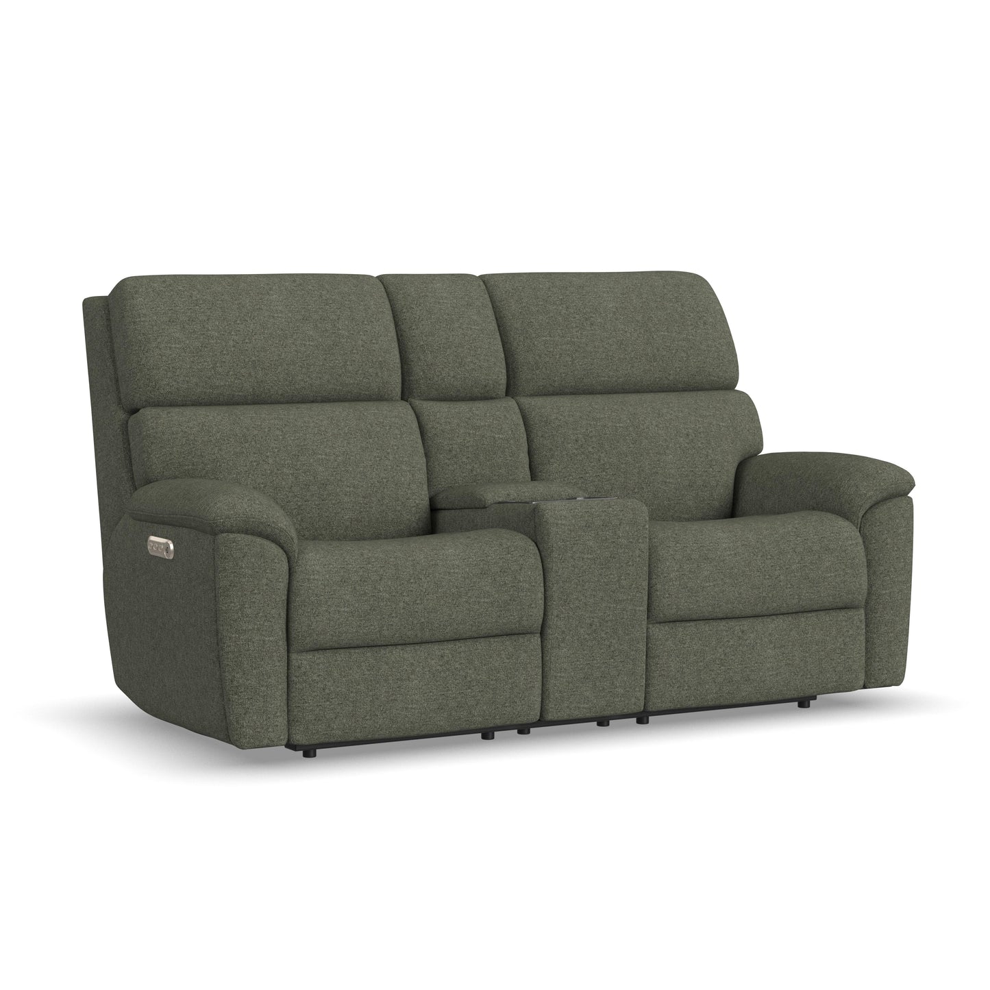 Flexsteel Porter Power Reclining Loveseat with Console, Power Headrest, & Lumbar