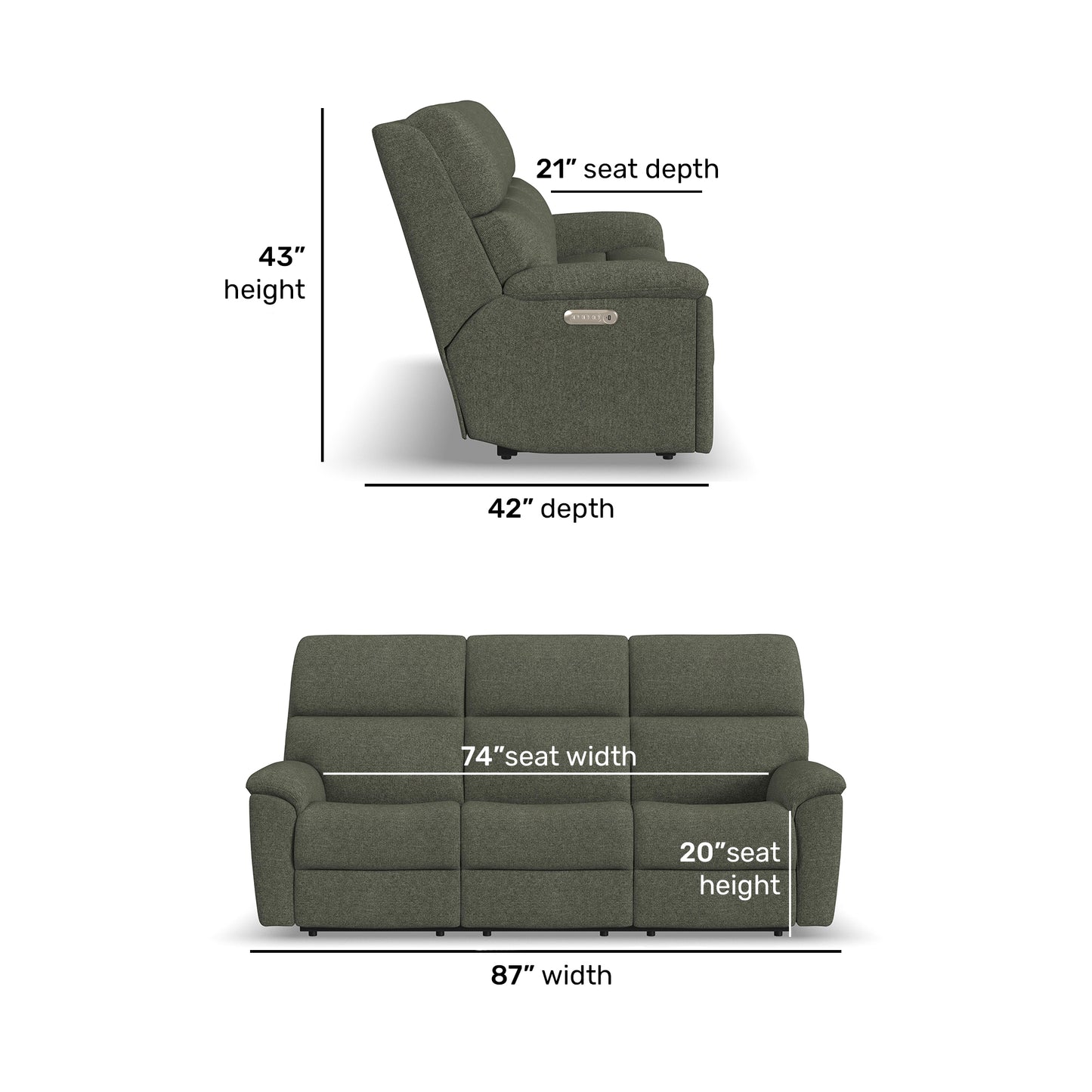 Flexsteel Porter Power Reclining Sofa with Console, Power Headrest, & Lumbar
