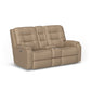 Arlo Leather Power Reclining Loveseat with Console & Power Headrests & Lumbar - Caffelatte