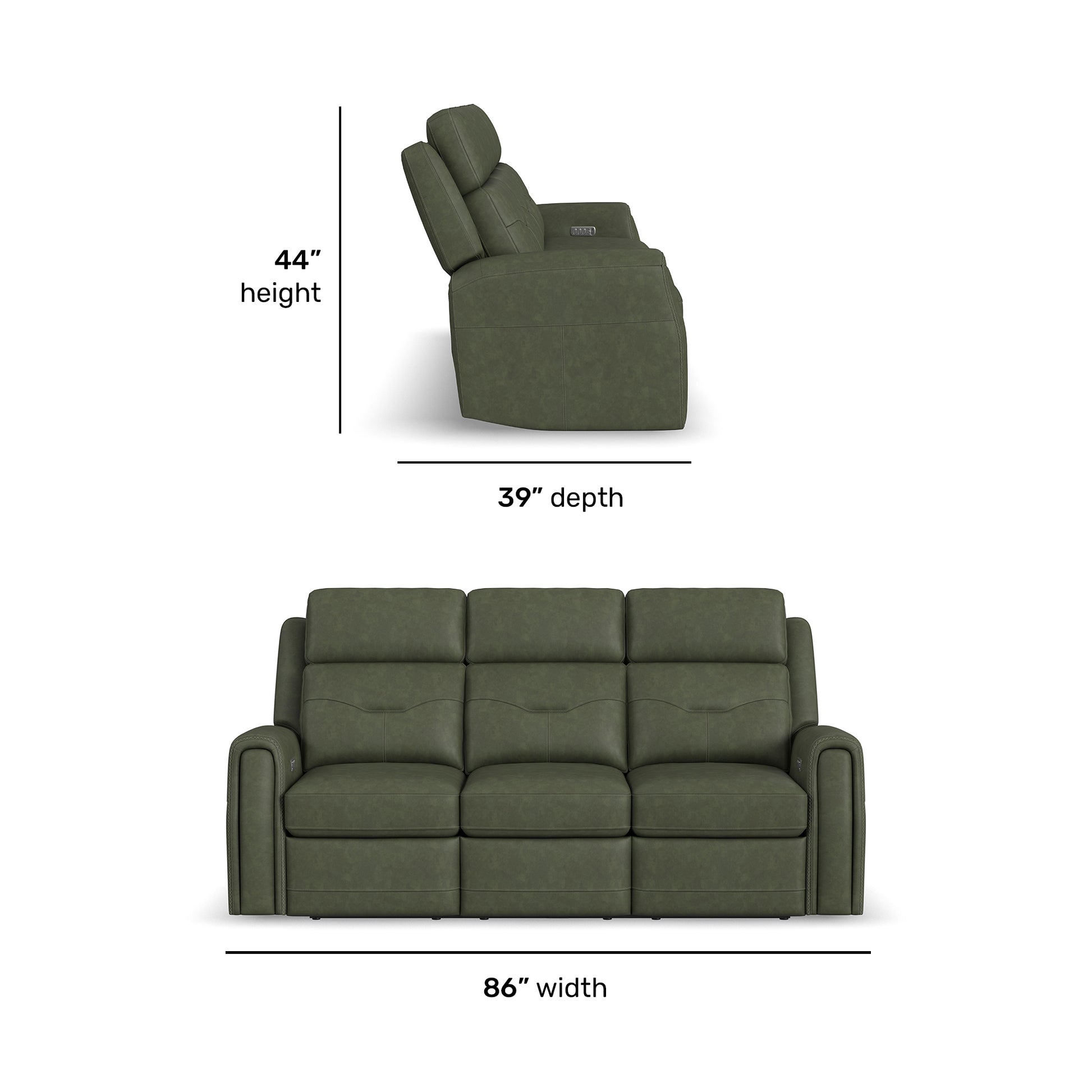 Flexsteel Felix Power Reclining Sofa with Power Headrest, Lumbar, Heat & Massage
