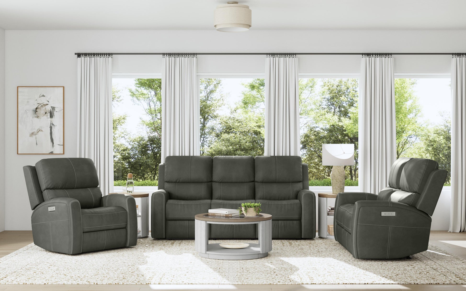 Flexsteel Linden Power Recliner with Power Headrest & Lumbar