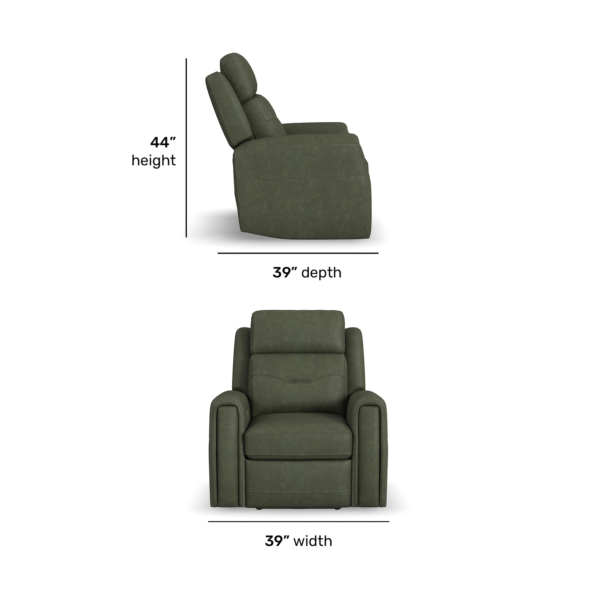 Flexsteel Felix Leather Power Recliner with Power Headrest, Lumbar, Heat & Massage