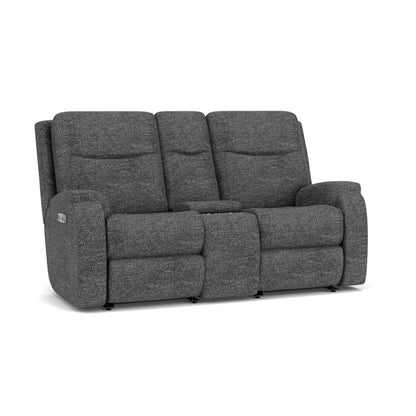 Flexsteel Penn Power Reclining Loveseat with Console & Power Headrests & Lumbar