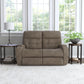 Strait Leather Power Reclining Loveseat with Power Headrests - Sisal