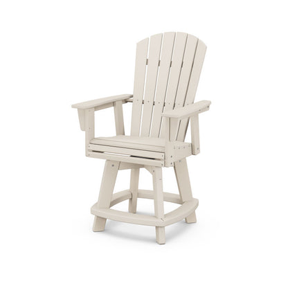 A sand Adirondack-style counter and swivel chair with curved back and arms, designed for outdoor use.