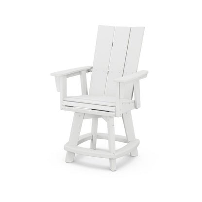 A white Adirondack-style counter and swivel chair with curved back and arms, designed for outdoor use.