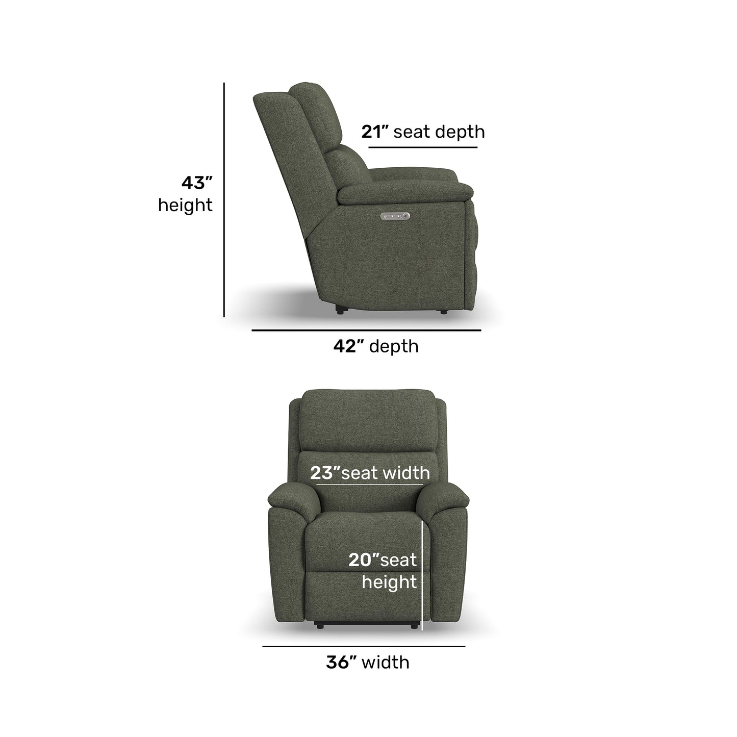 Flexsteel Porter Power Recliner with Power Headrest & Lumbar