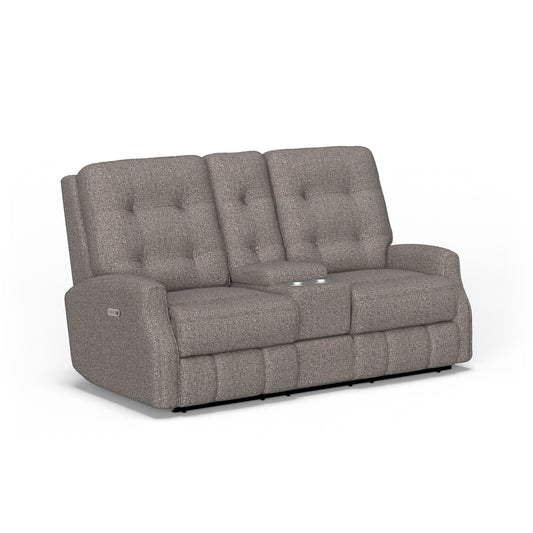 Flexsteel Devon Power Reclining Loveseat with Console & Power Headrests