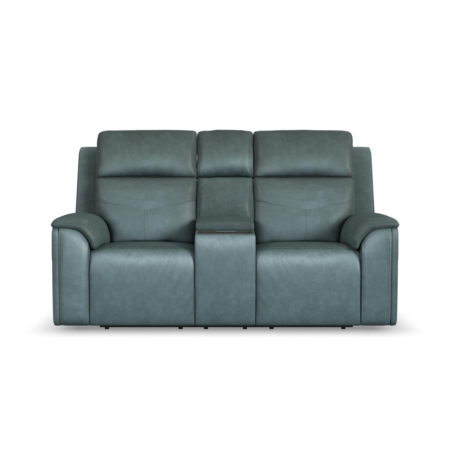 Flexsteel Vernon Power Reclining Loveseat with Console, Power Headrests, Lumbar, Heat & Massage