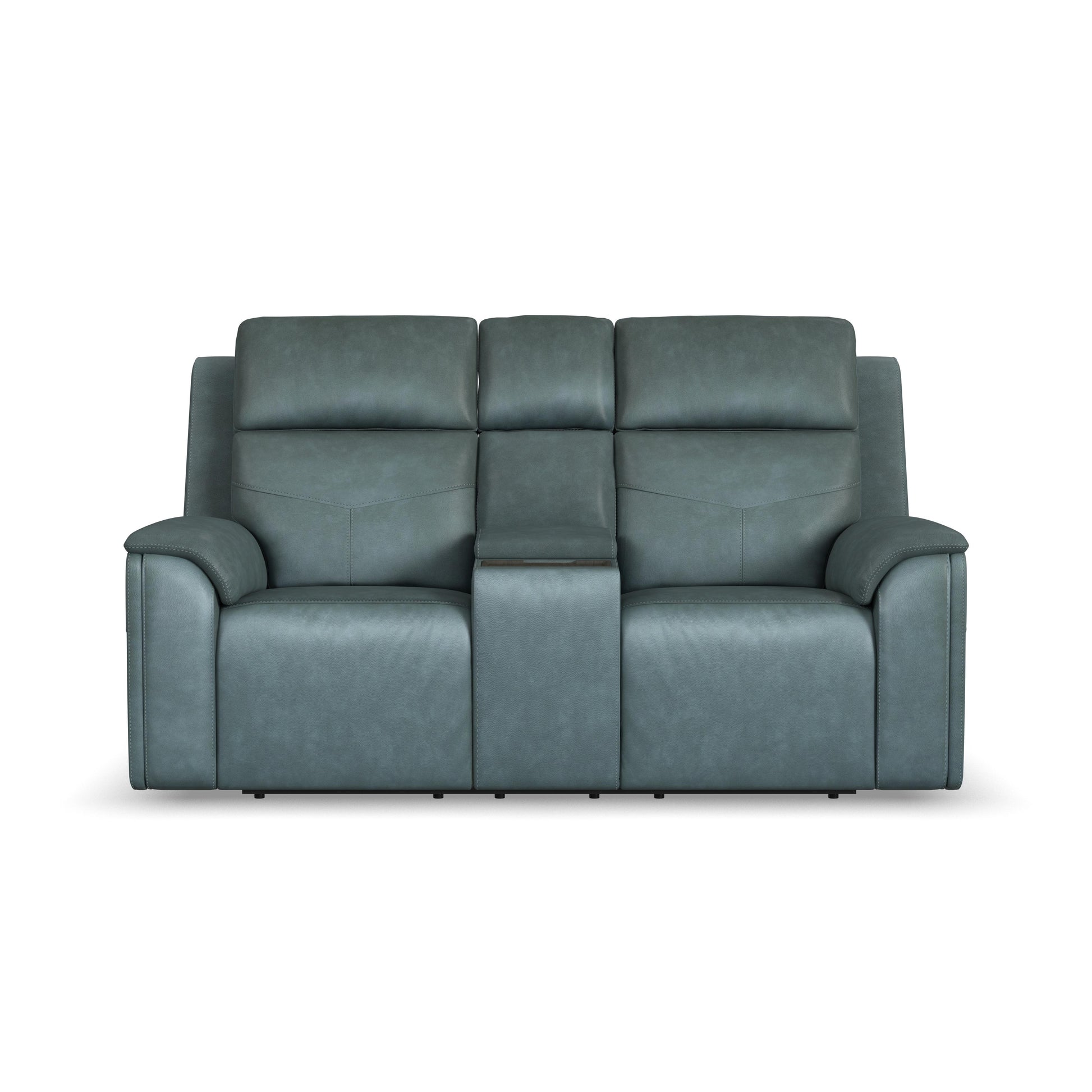 Flexsteel Vernon Power Reclining Loveseat with Console, Power Headrests, Lumbar, Heat & Massage