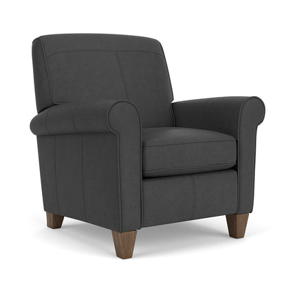 Dana Leather High-Leg Recliner - Steel