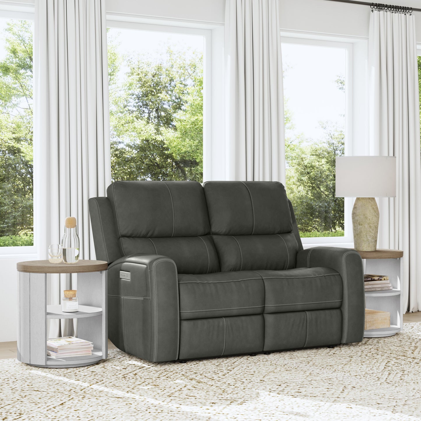Flexsteel Linden Power Reclining Loveseat with Power Headrests & Lumbar