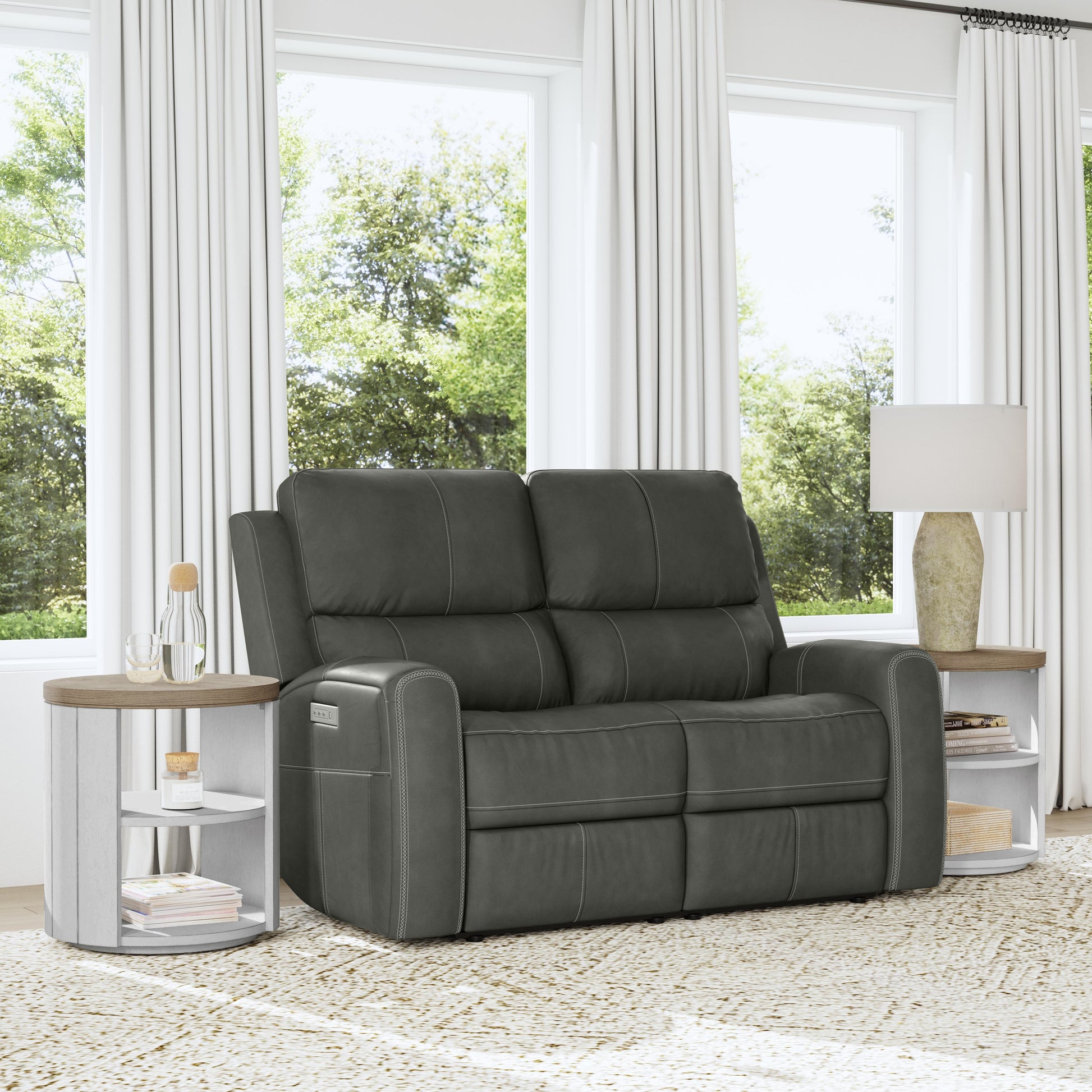 Flexsteel Linden Power Reclining Loveseat with Power Headrests & Lumbar