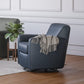 Kingman Leather Swivel Glider - Blue