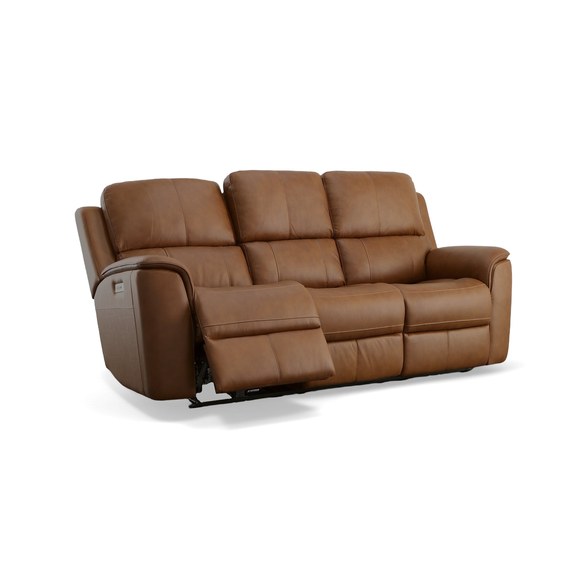 Flexsteel Henry Leather Power Reclining Sofa with Power Headrests & Lumbar